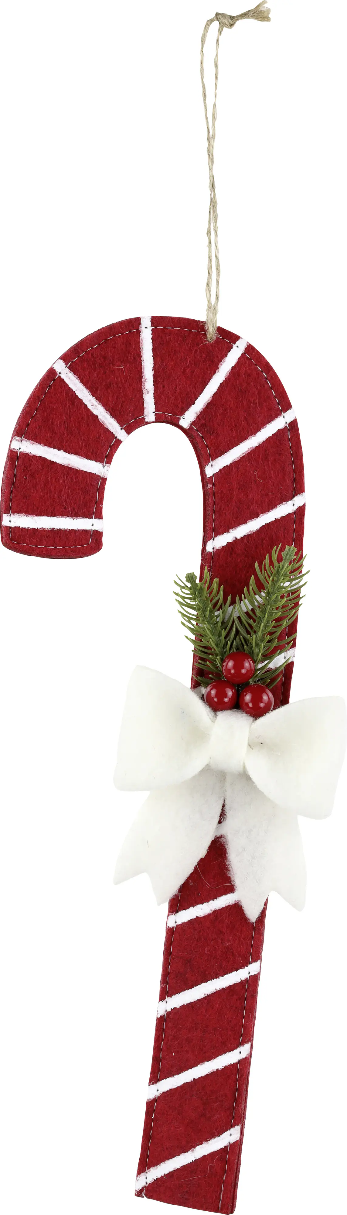 Weihnachtsanhänger Zuckerstange aus Filz 30 cm rot
