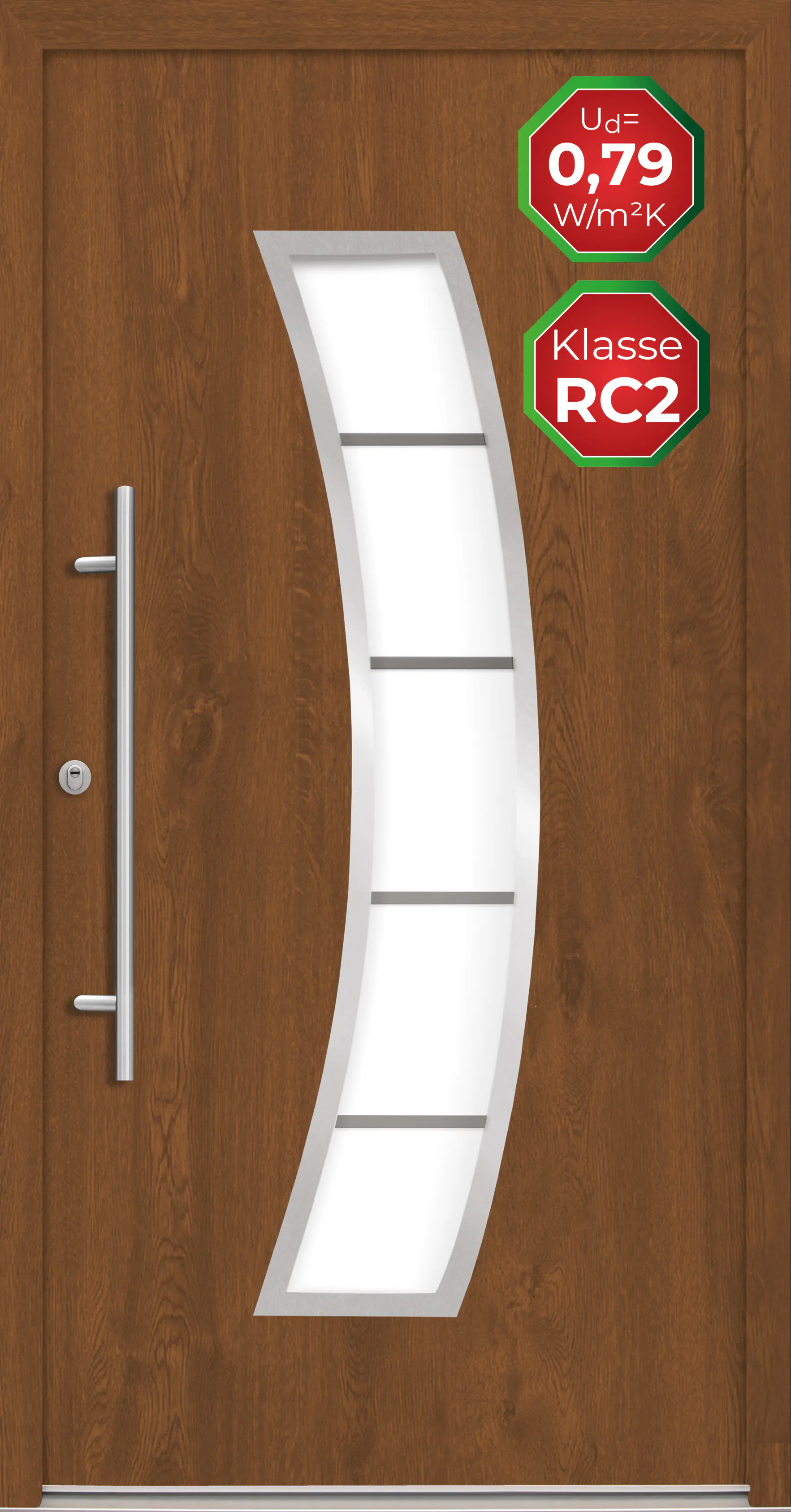 Splendoor Haustür Passivedoor Premium P14 RC2 Golden Oak DIN Links 110 x 210 cm