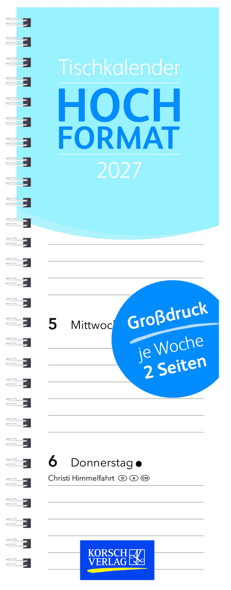 Korsch Tischkalender Großdruck im Hochformat 2027 