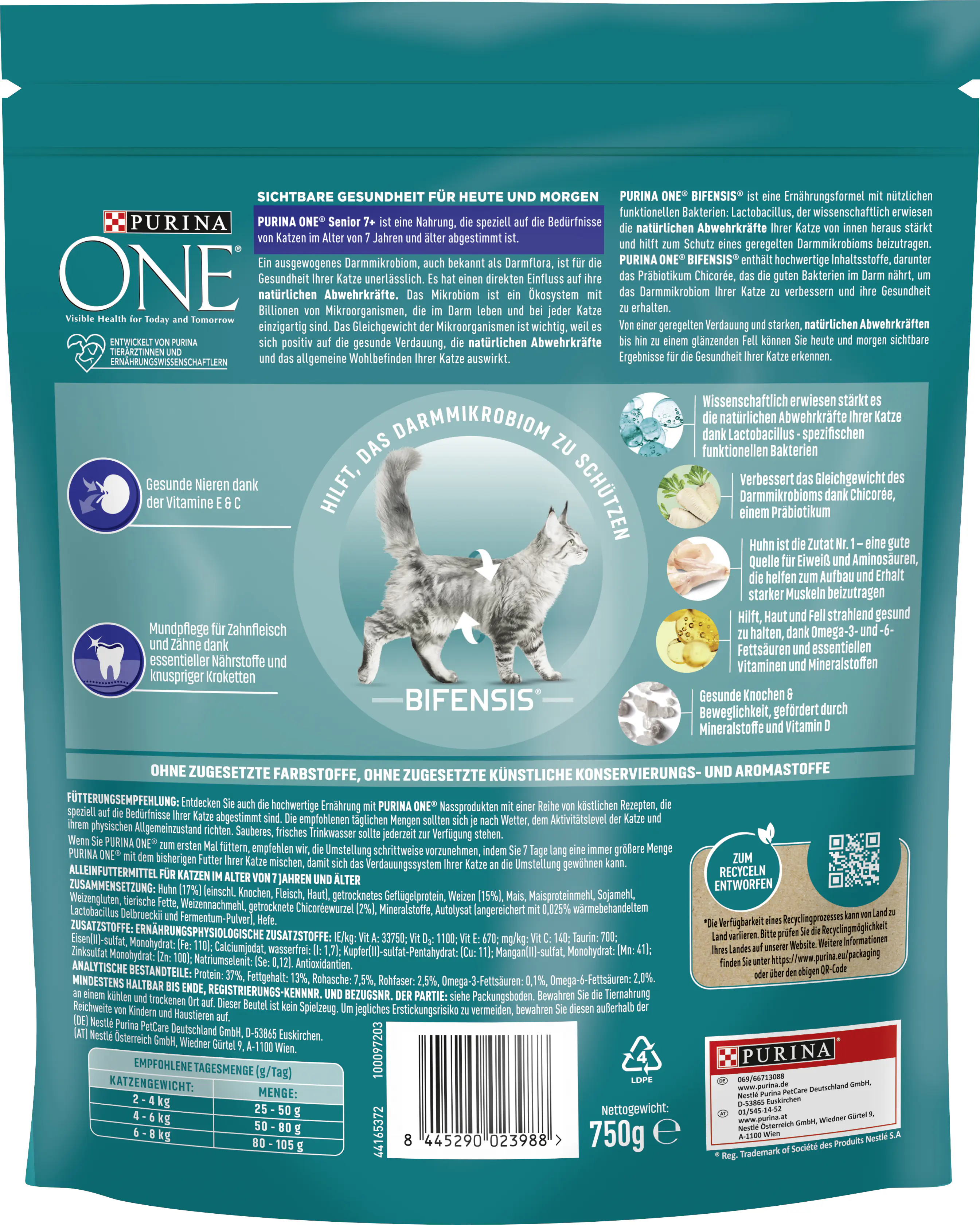 Purina ONE Senior 7+ reich an Huhn und Vollkorn-Getreide 750 g