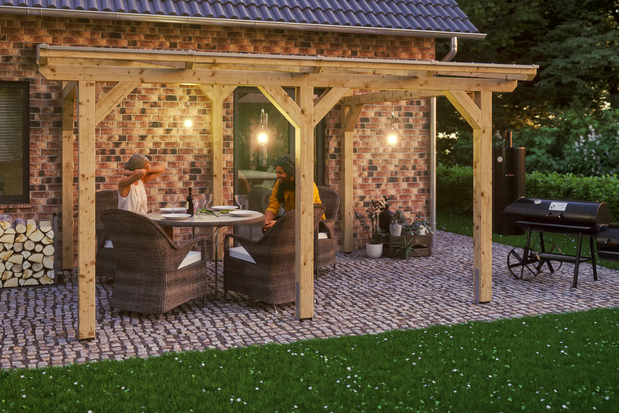 SKAN HOLZ Terrassenüberdachung Siena 434 x 350 cm, Leimholz, natur SKAN HOLZ Terrassenüberdachung Siena 434 x 350 cm, Leimholz, natur