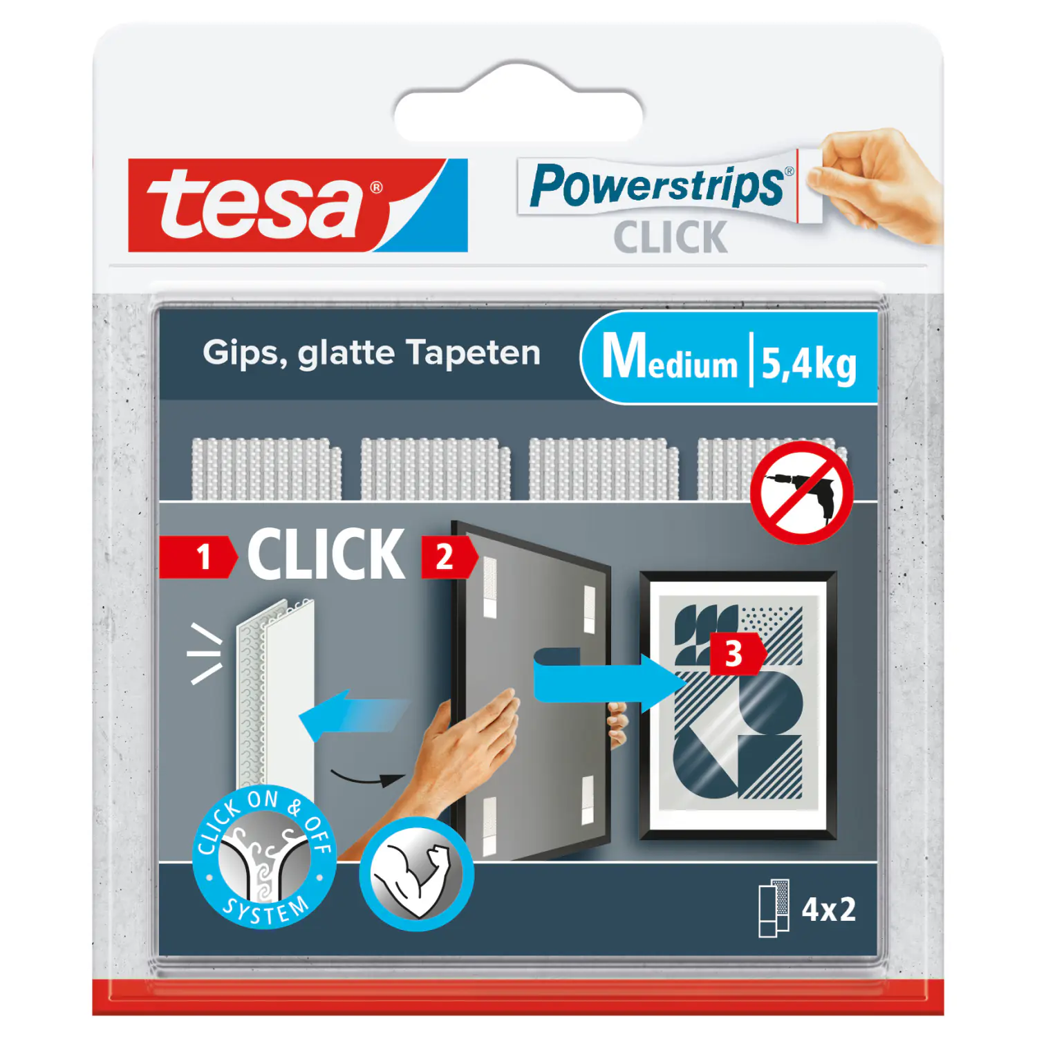 tesa Powerstrips Click Medium 4 Stück