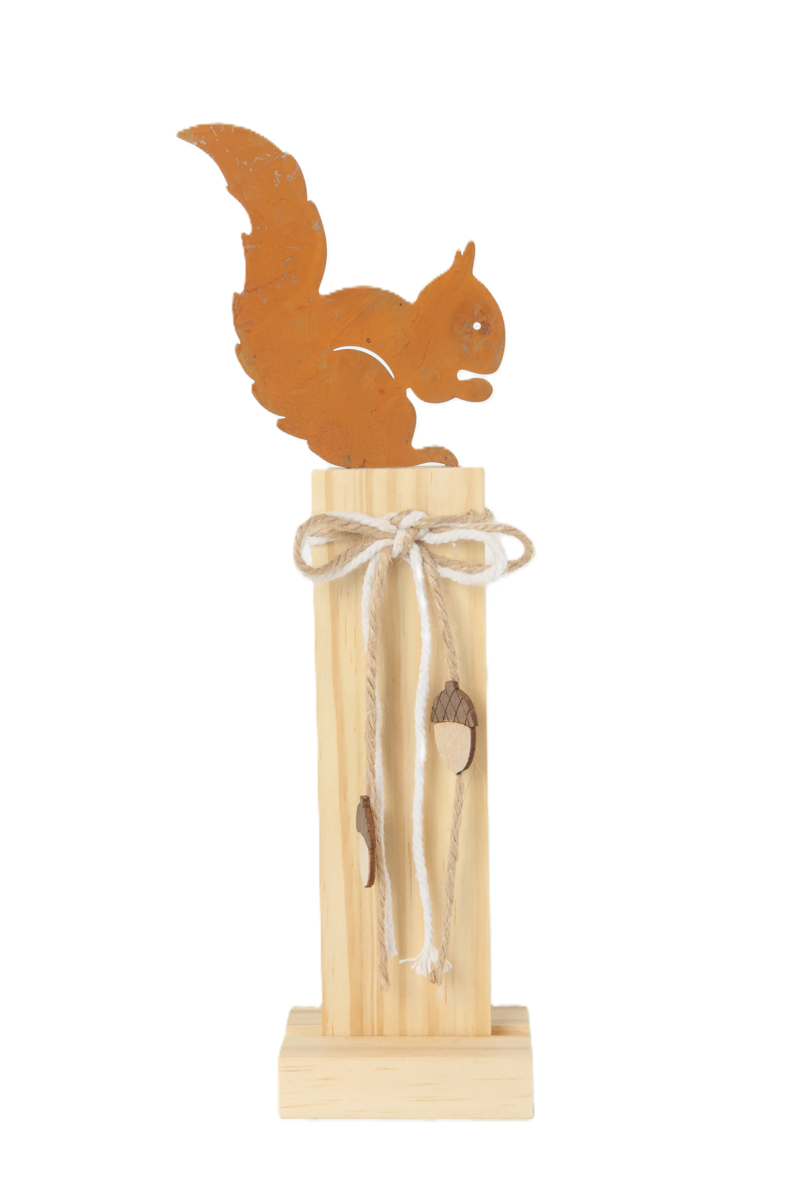 TrendLine Deko Aufsteller Eichhörnchen Metall/Holz 10 x 5 x 31 cm natur