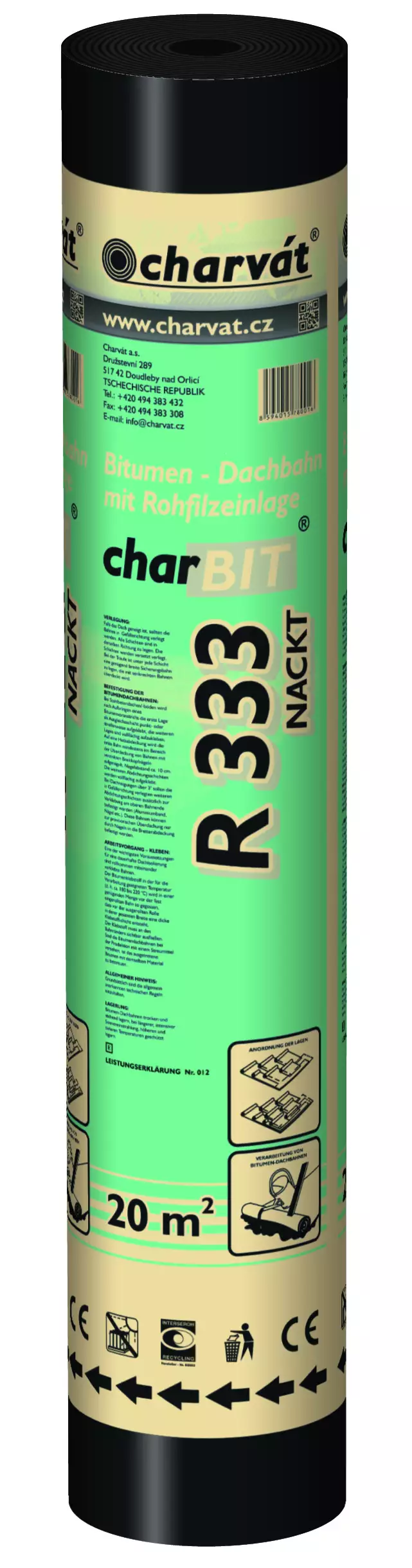 Bitumenbahn R 333 nackt 20 x 1 m = 20 m² schwarz