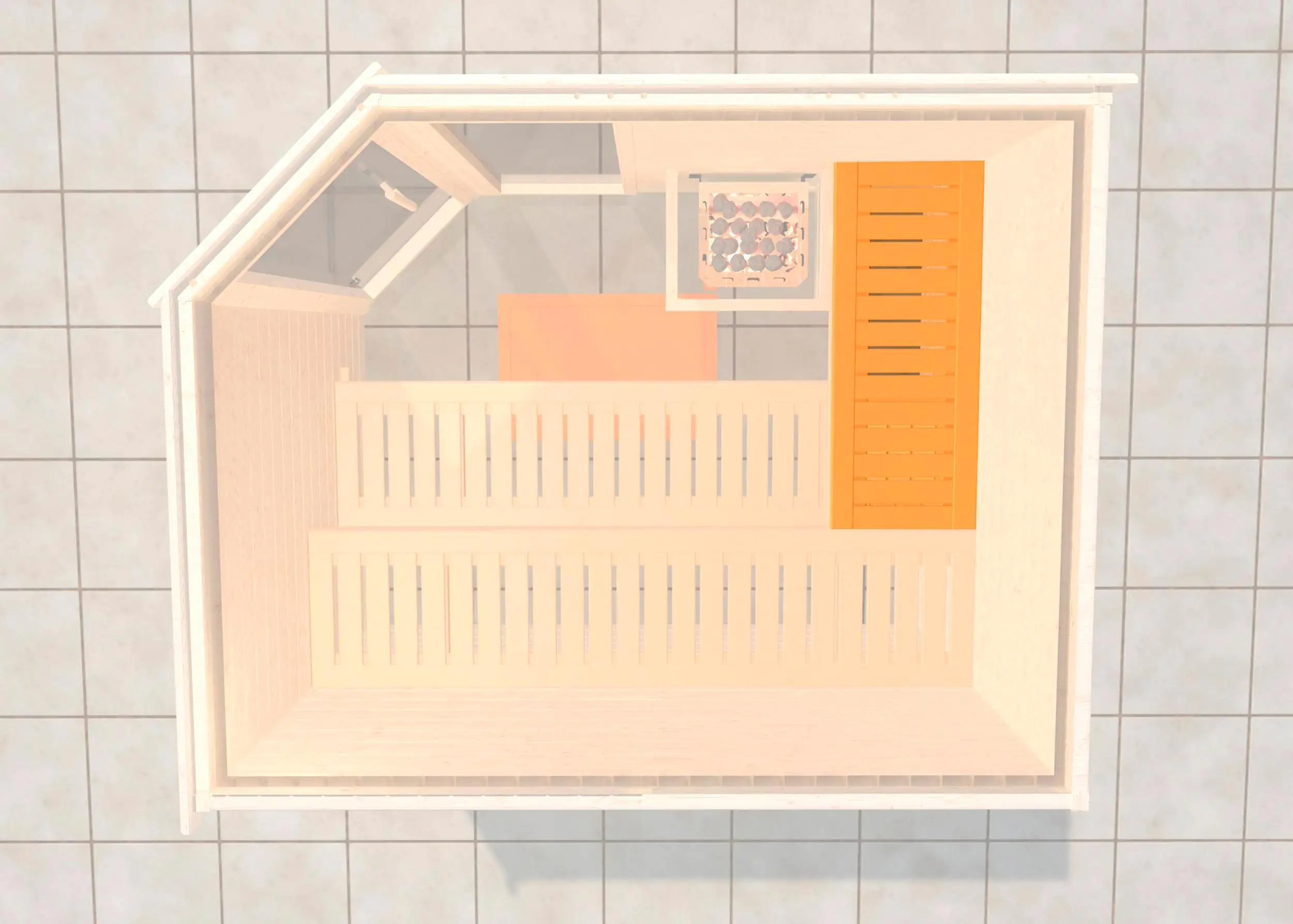 Weka Saunabank quer für Saunatiefe 194/198 cm