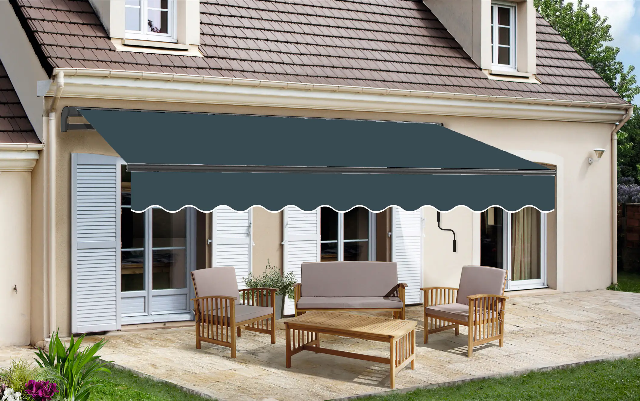 2077817015471 TrendLine Gelenkarm-Markise 4 x 2,5 m anthrazit-schwarz