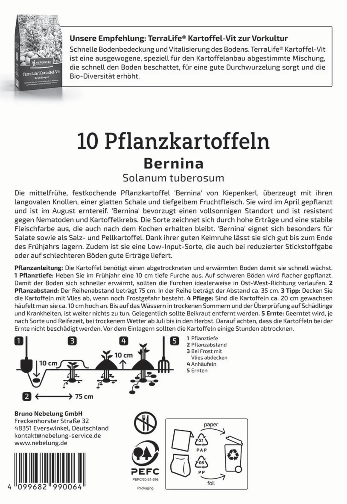 Kiepenkerl Pflanzkartoffel Bernina 10 Stück