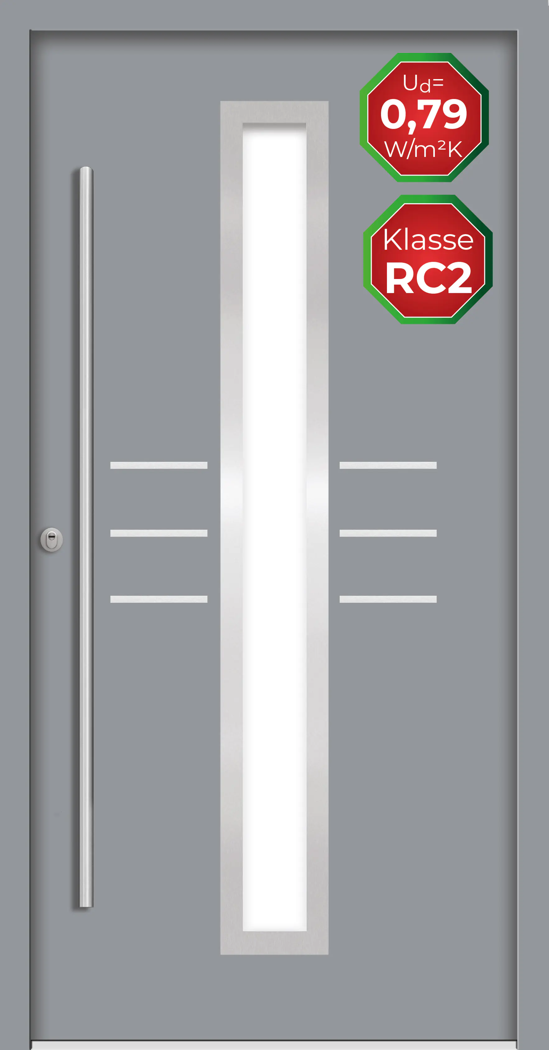 Splendoor Haustür Passivedoor Premium B07 RC2 Grau DIN Links 100 x 210 cm