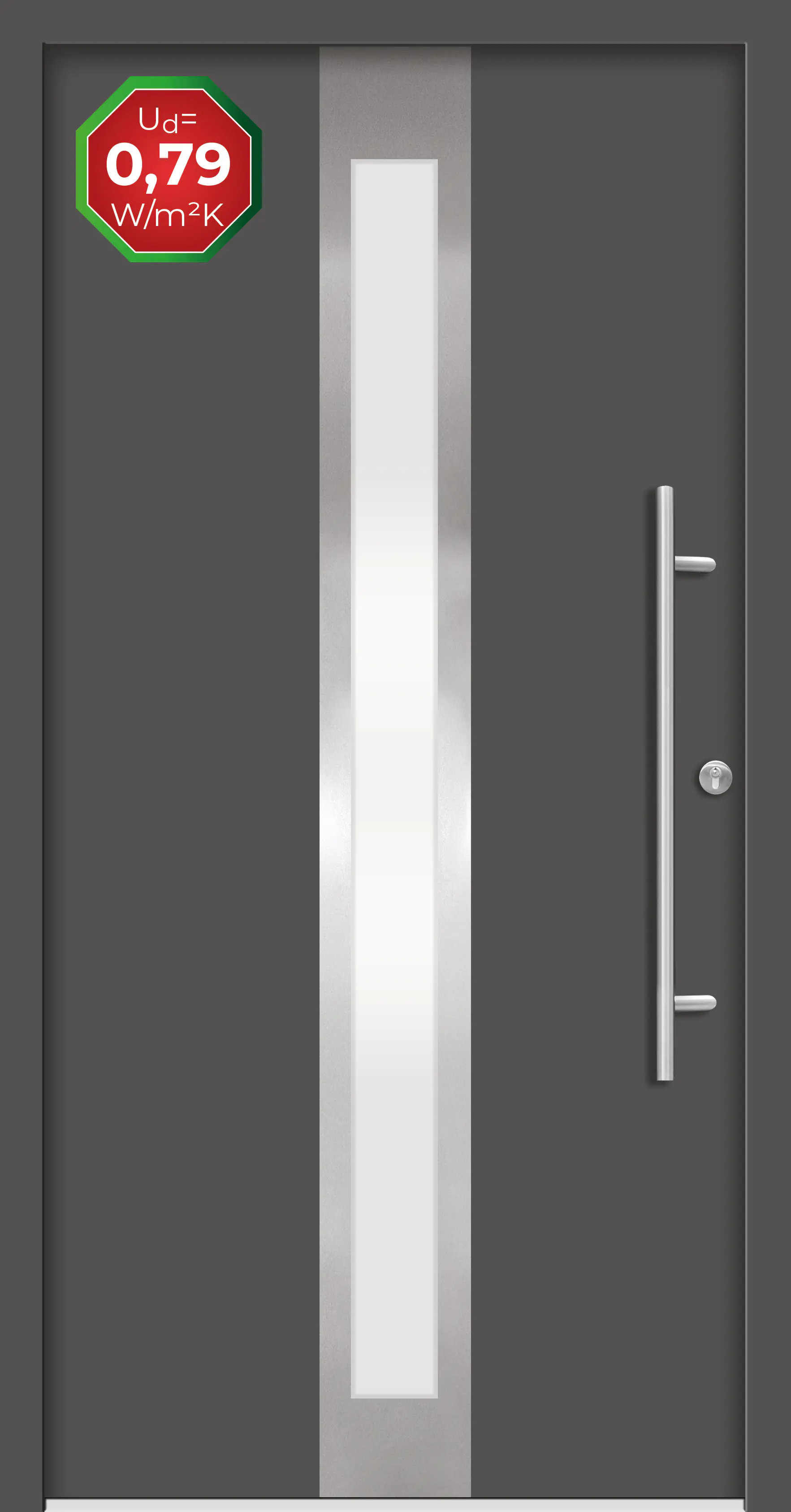 Splendoor Haustür Passivedoor Premium B01 Anthrazit DIN Rechts 110 x 210 cm