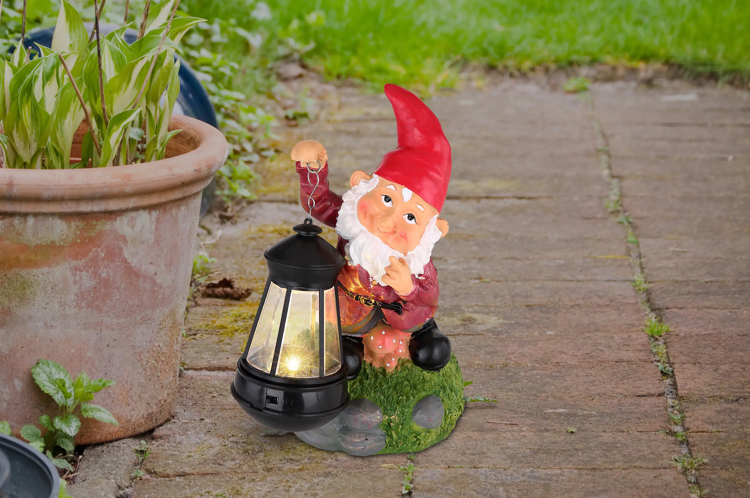 Globo LED Solarleuchte Gartenzwerg bunt warmweiß