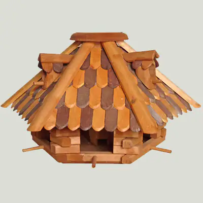 4251139104848 Vogelhaus Lärchenholz mit Ständer dunkelbraun LxBxH:  42x65x145 cm