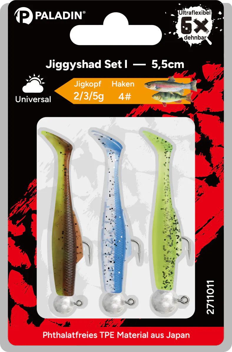 Paladin Angelköder Jiggyshad Set I 5,5 cm bunt