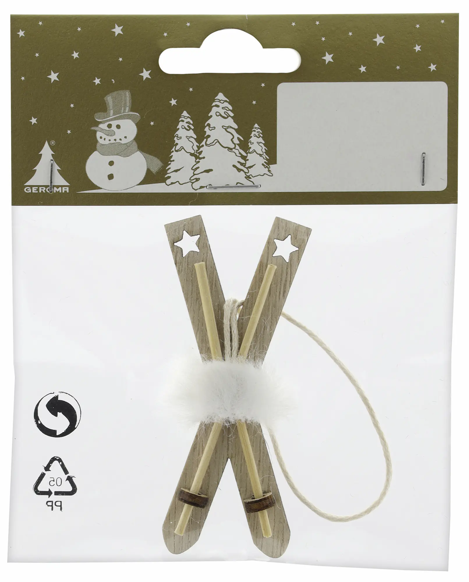 Dekofigur Ski aus Holz 8 cm natur 1 Stück