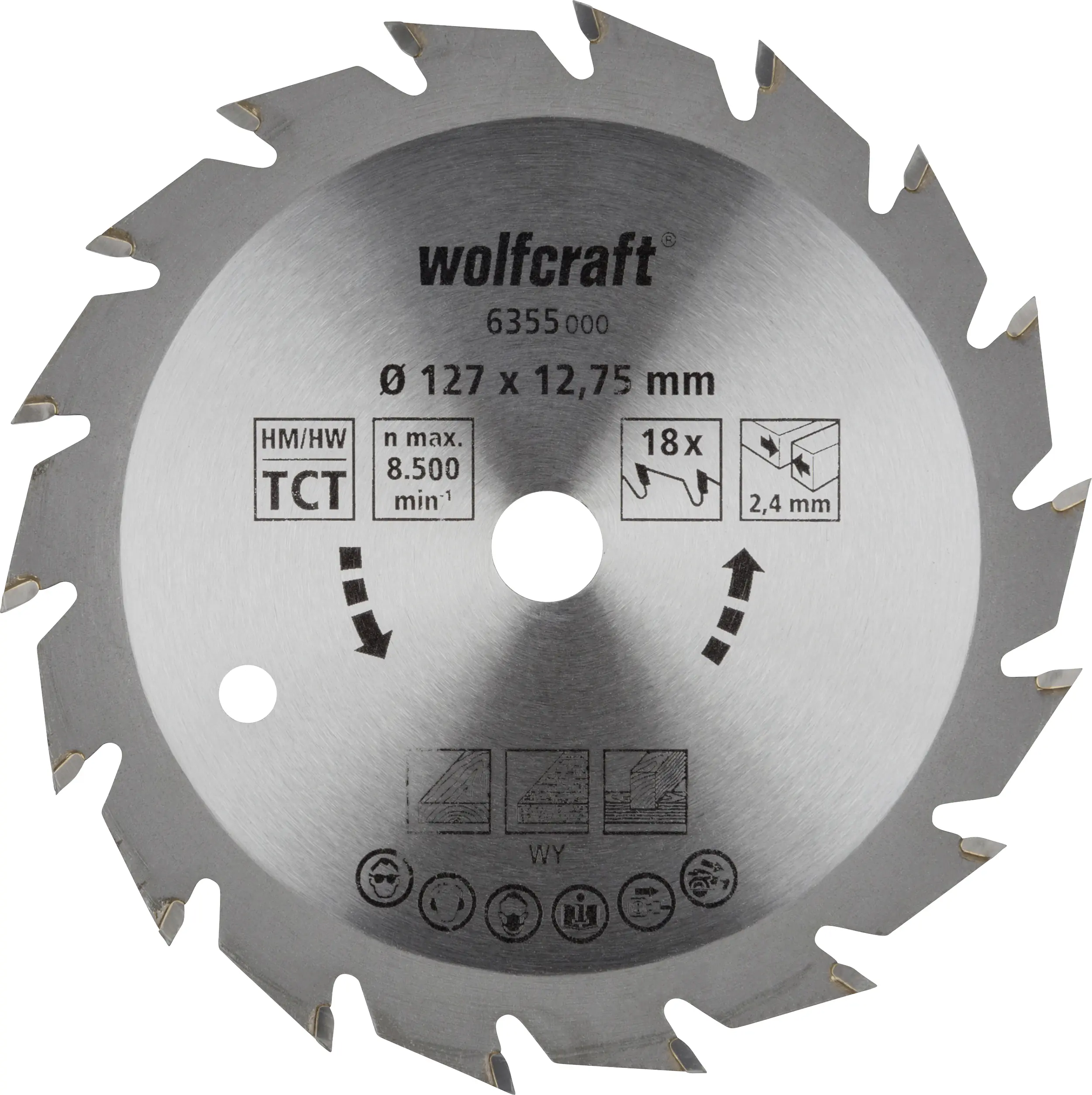 Wolfcraft Kreissägeblatt Ø 127 mm Bohrung Ø 12,75 mm 18 Zähne