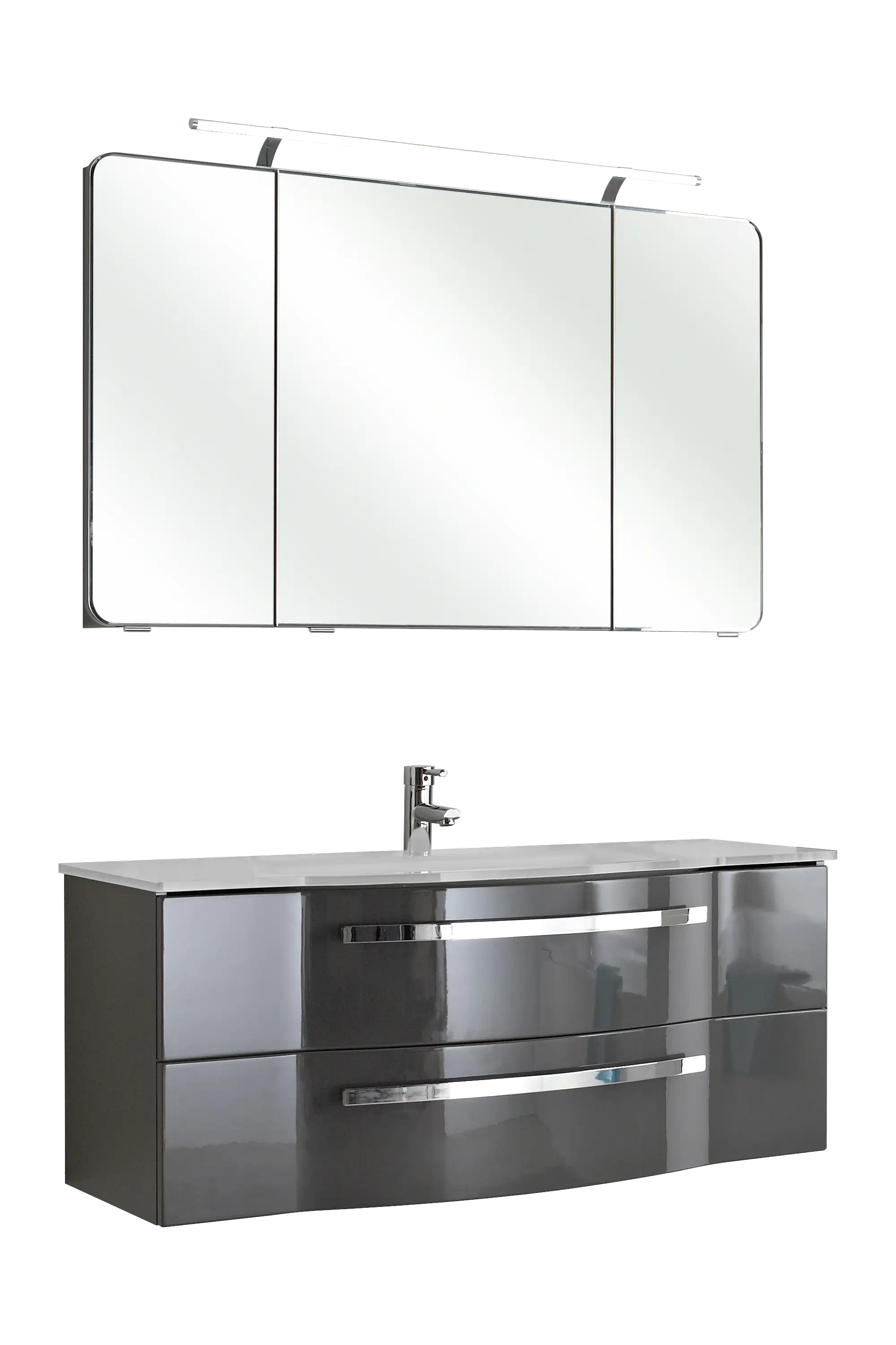 4017026096760_2 Pelipal Badmöbel-Set 4005 Lack steingrau Hgl mit Glas-Waschtisch + LED-Leuchte 120 cm