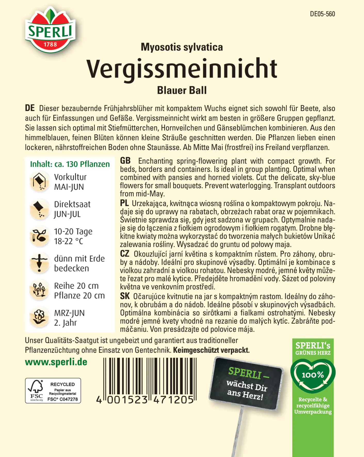 Sperli Vergissmeinnicht Blauer Ball