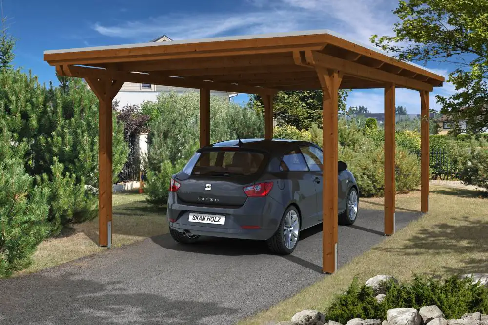 SKAN HOLZ Carport Emsland 354 x 604 cm mit Aluminiumdach