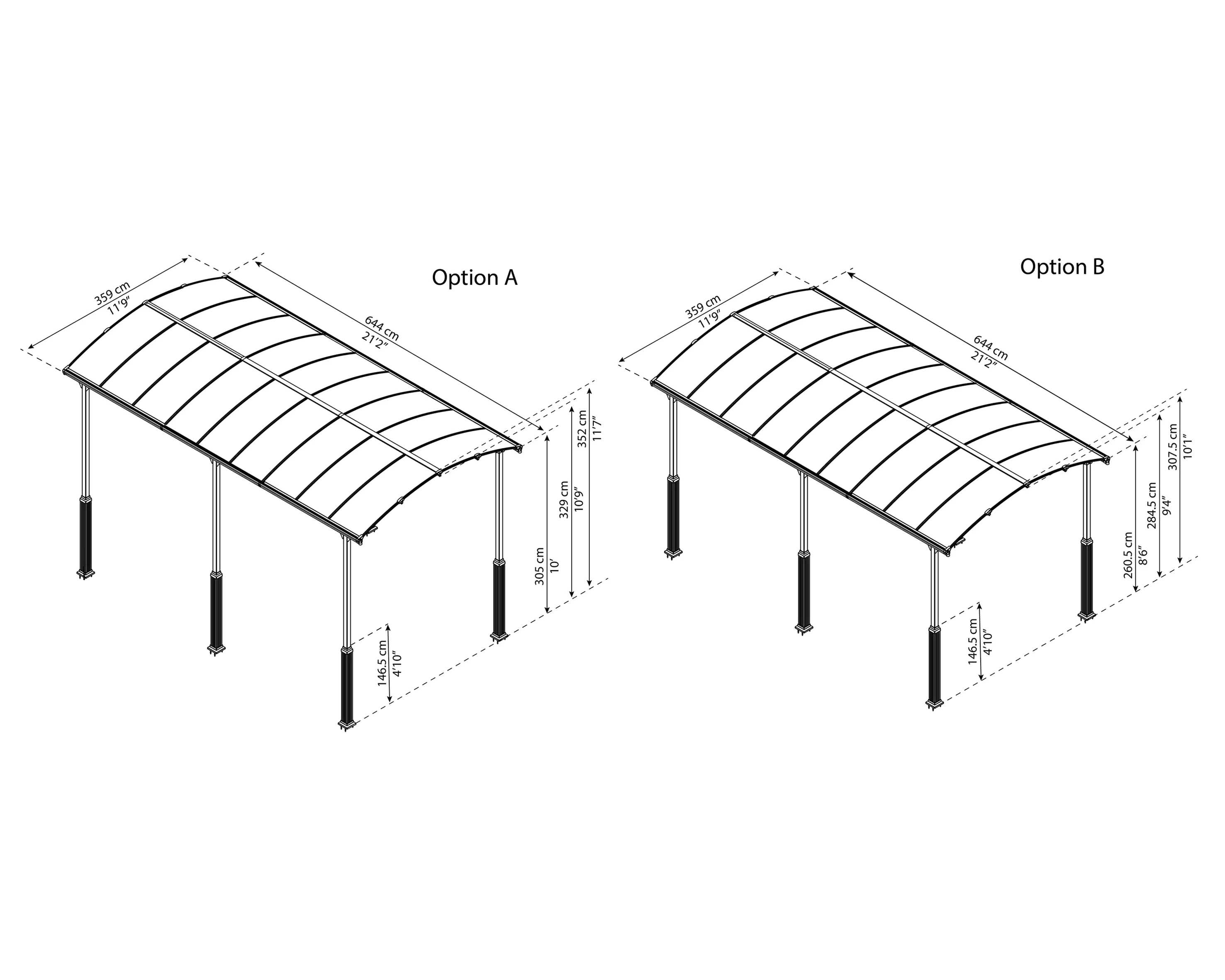 Canopia Carport Arcadia Alpine 6400 649 x 359 x 307 cm