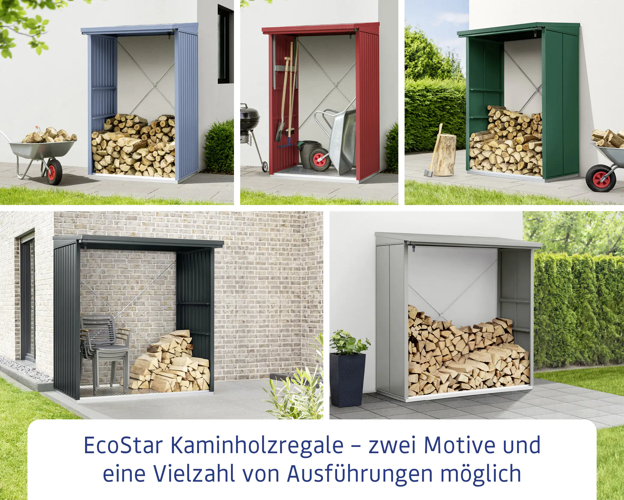 Ecostar Kaminholzregal Elegant-V Typ 1, graualuminium, mit Verstrebung Ecostar Kaminholzregal Elegant-V Typ 1, graualuminium, mit Verstrebung