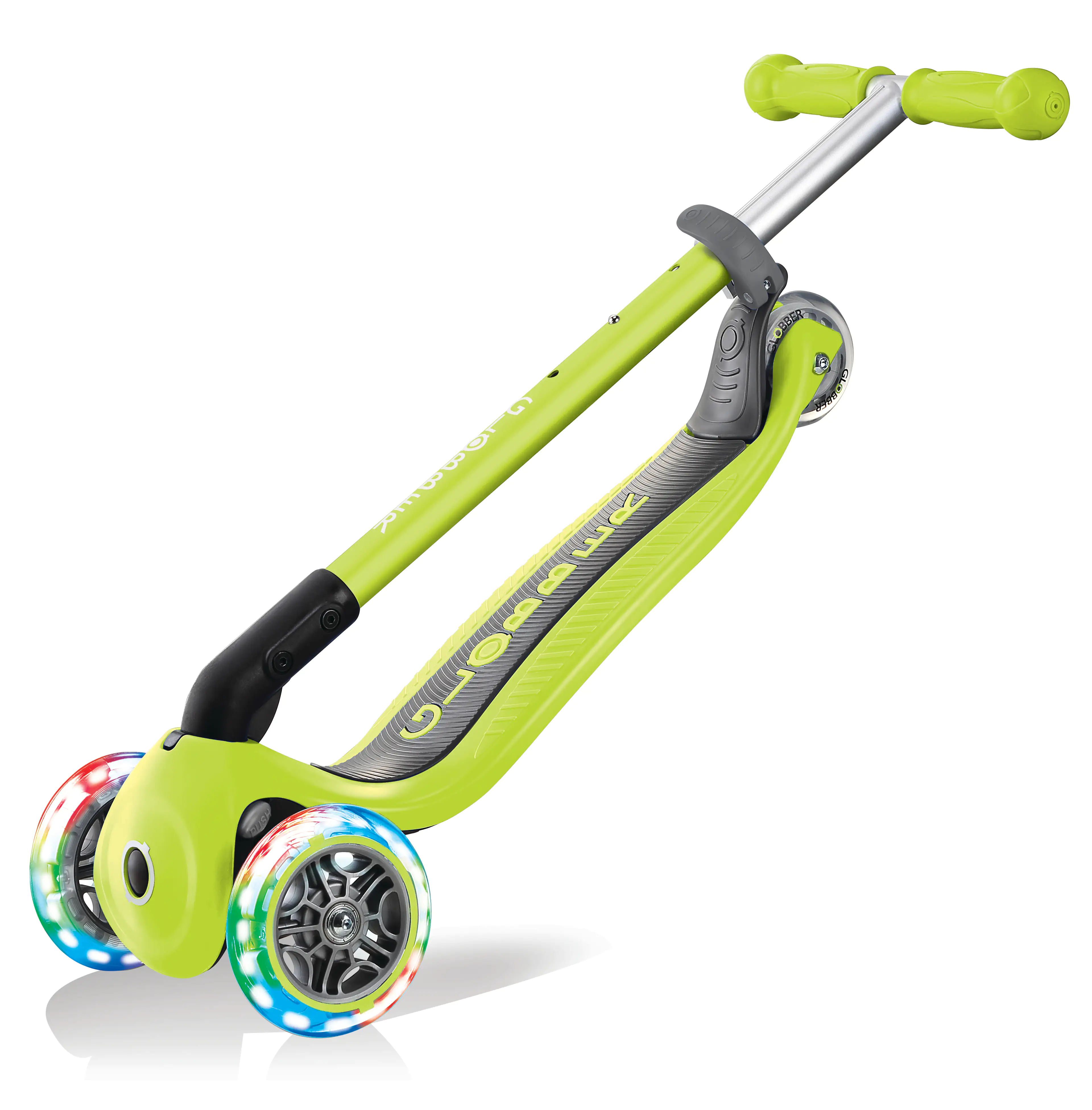 Globber Scooter Primo Foldable lime grün mit Leuchtrollen