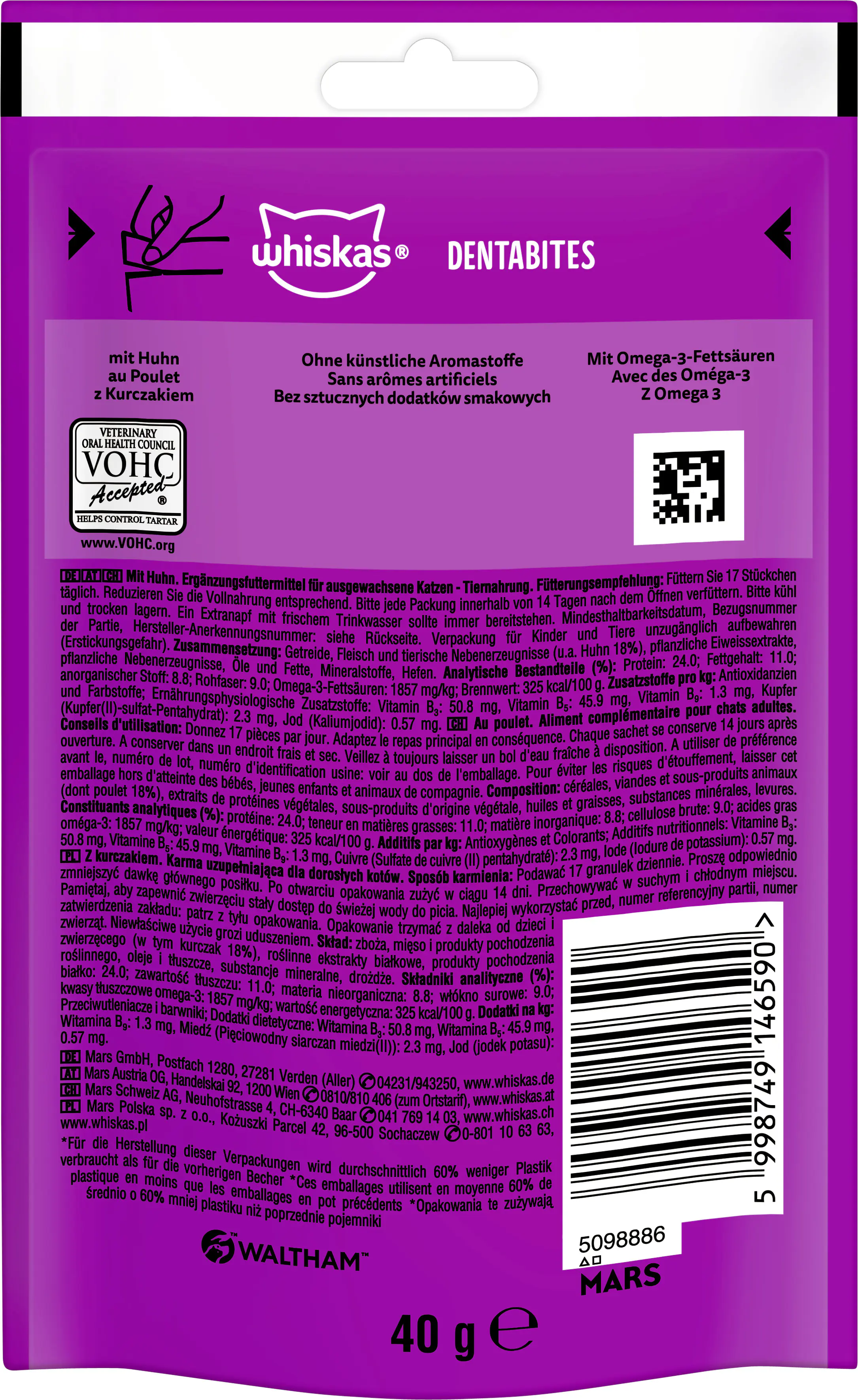 Whiskas Dentabits Katzensnack 40 g Huhn