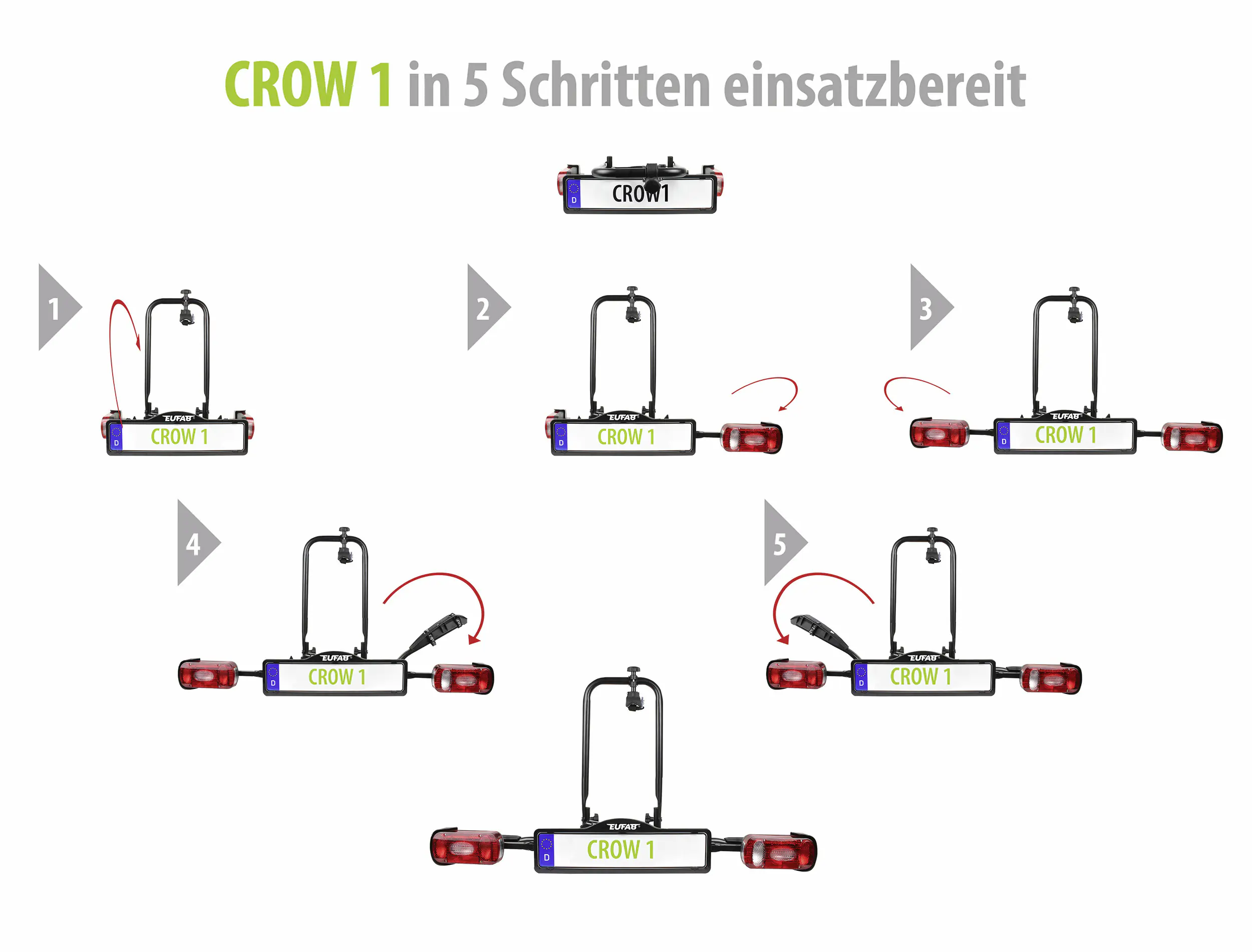 EUFAB Fahrradträger CROW1 für 1 Fahrrad komplett vormontiert EUFAB Fahrradträger CROW1 für 1 Fahrrad komplett vormontiert
