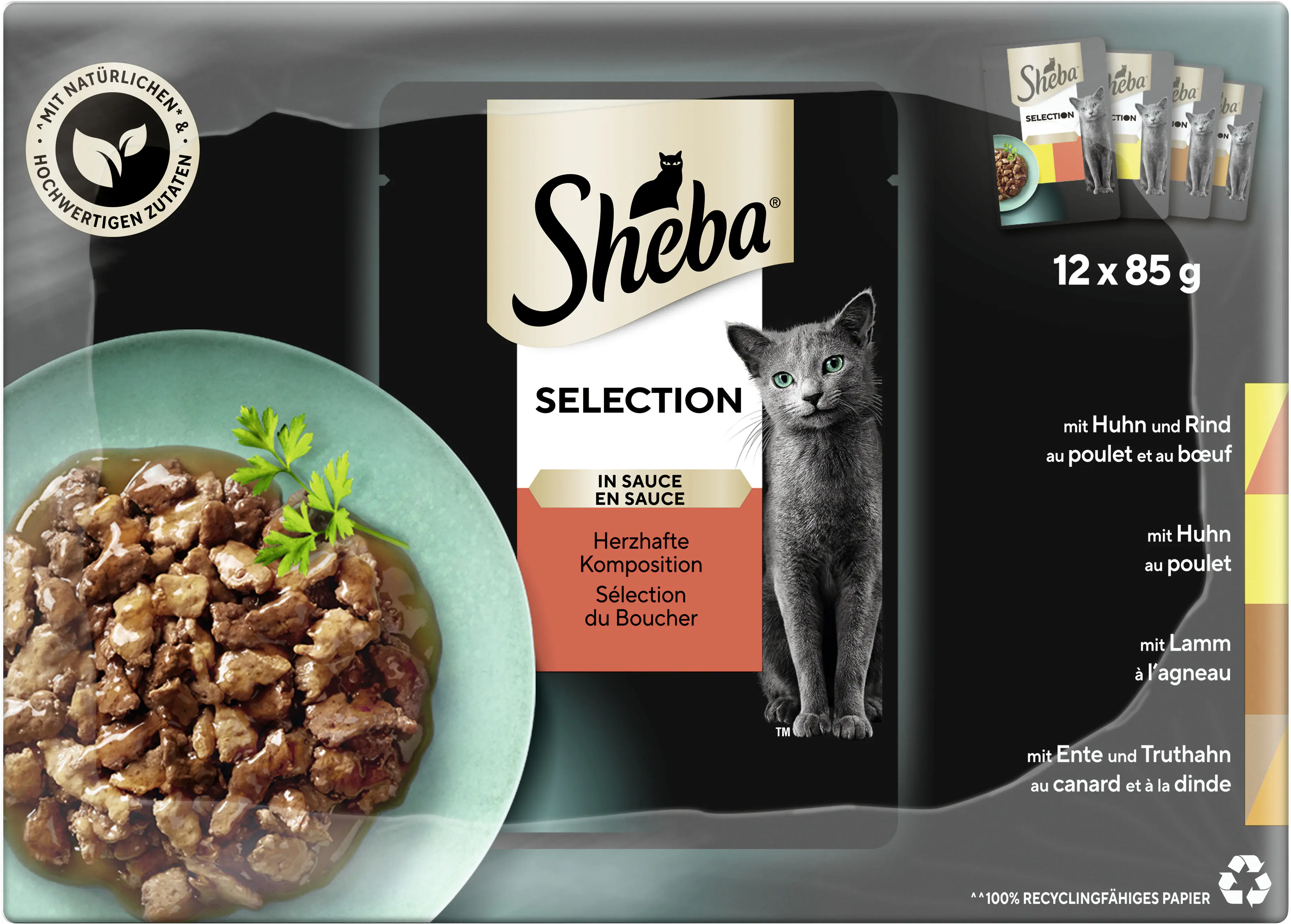 Sheba Katzennassfutter Adult 12 x 85 g Selection in Soße 