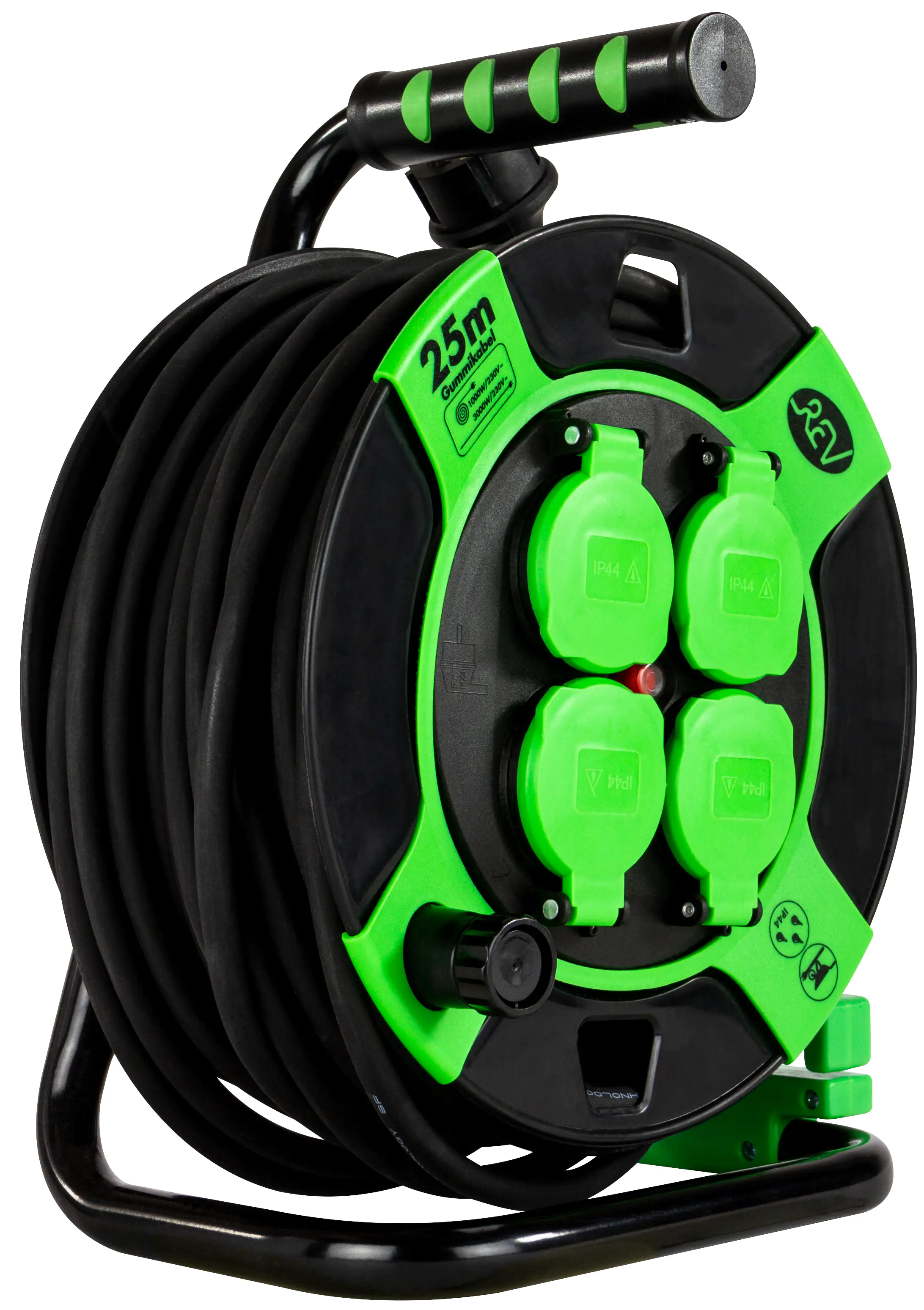 REV Kabeltrommel Außen 25 m H05RR-F 3G1,5mm², schwarz grün REV Kabeltrommel Außen 25 m H05RR-F 3G1,5mm², schwarz grün