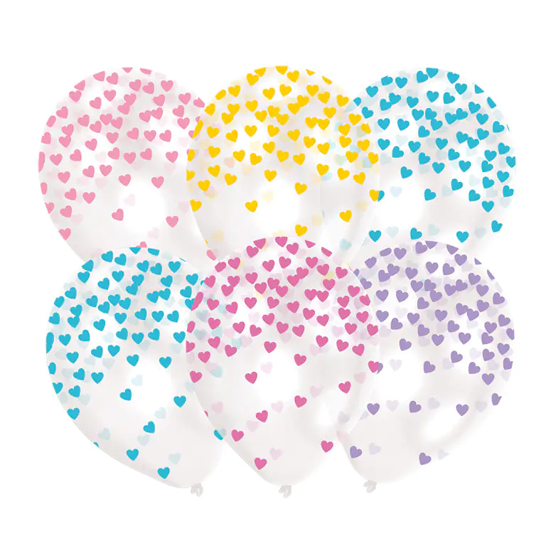6 Latexballons Herz-Konfetti Pastell sortiert 27,5 cm 6 Latexballons Herz-Konfetti Pastell sortiert 27,5 cm