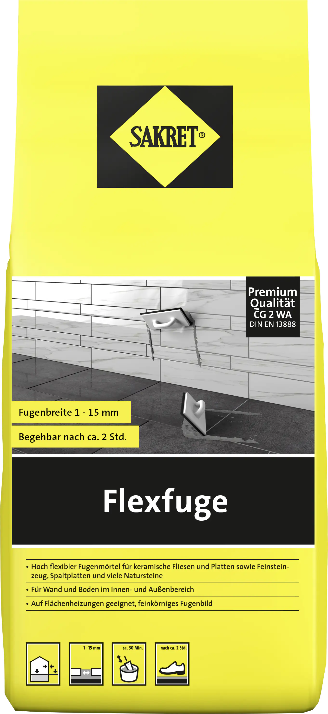 SAKRET Flexfuge 1 - 15 mm zementgrau 5 kg