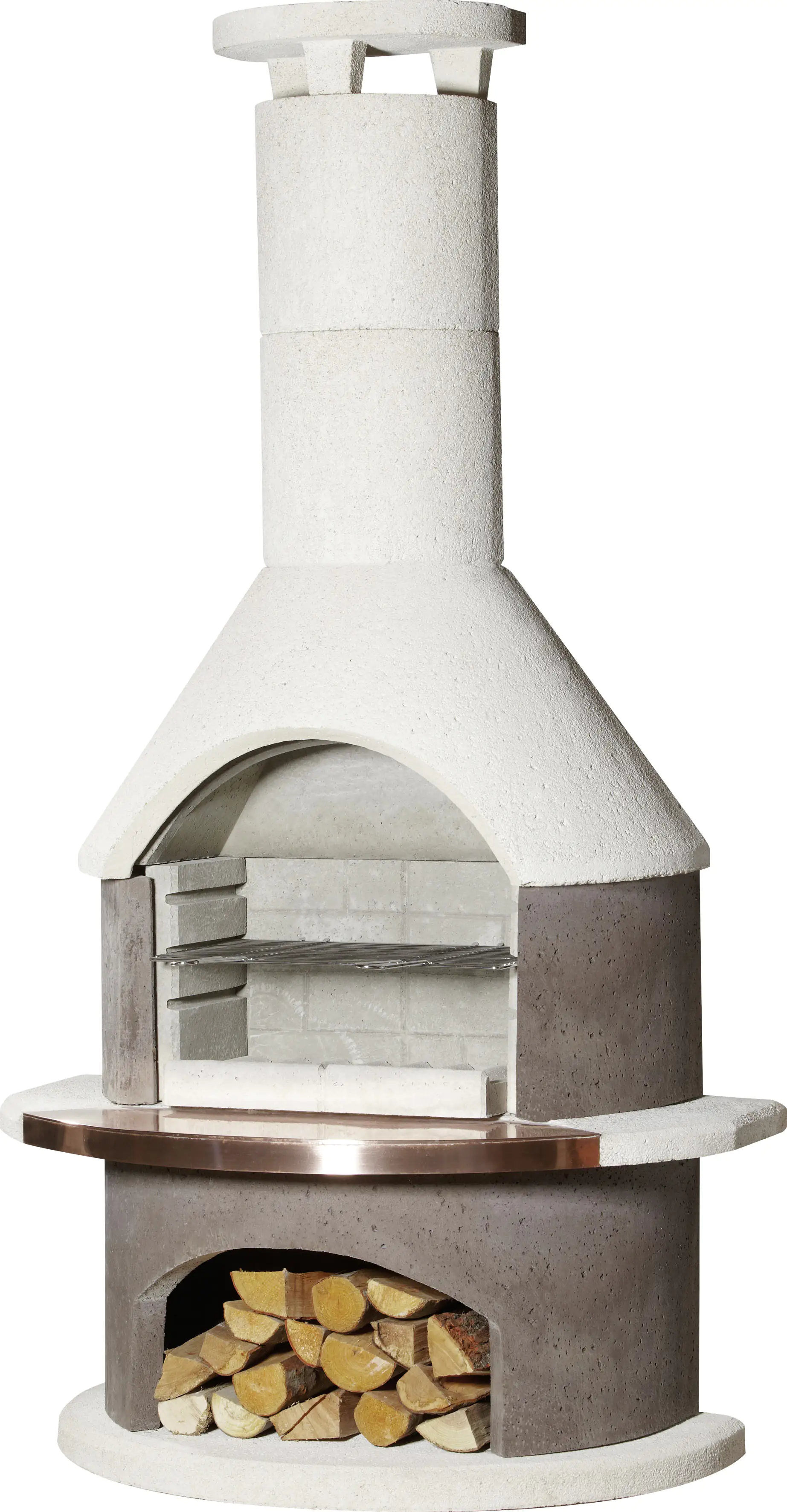 4033886100393_907509 Buschbeck Grillkamin Rondo braun-weiß 208 x 115 x 70 cm