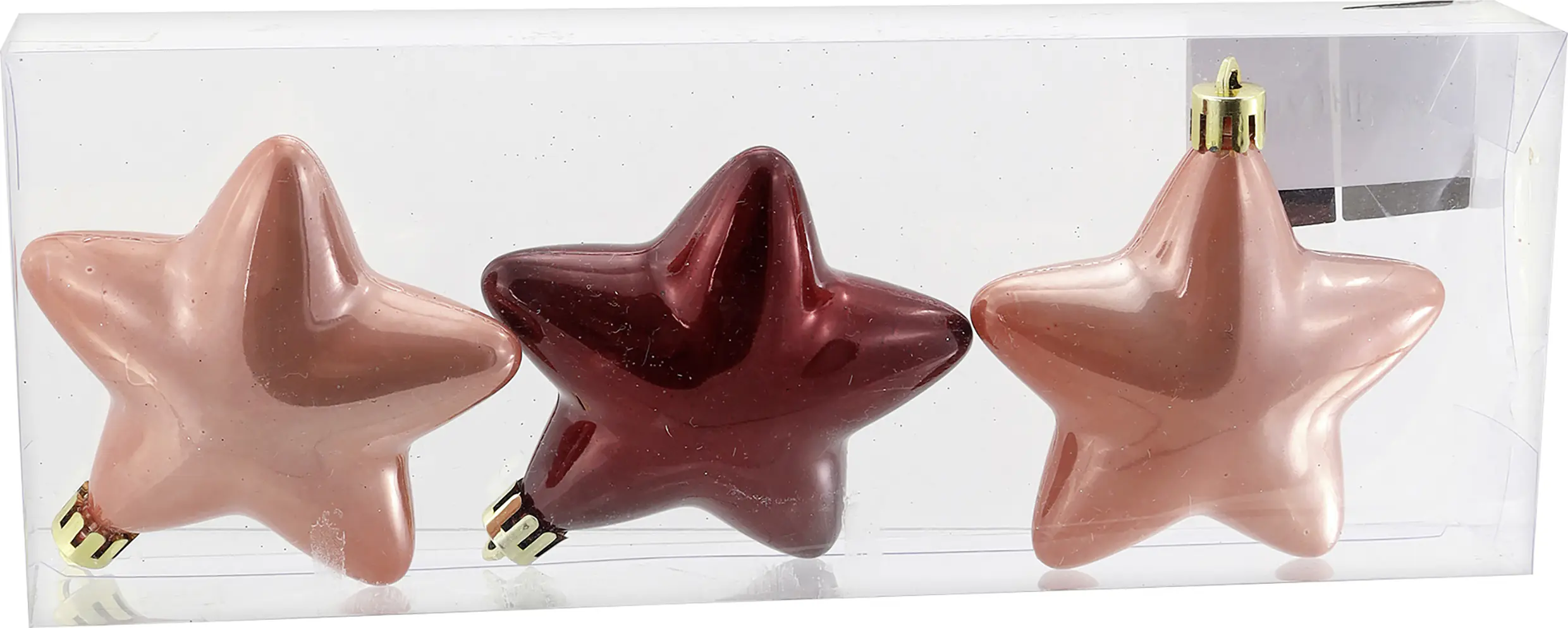 Weihnachtsanhänger Stern aus Kunststoff 8 cm rot/grapefruit - 3 Stück