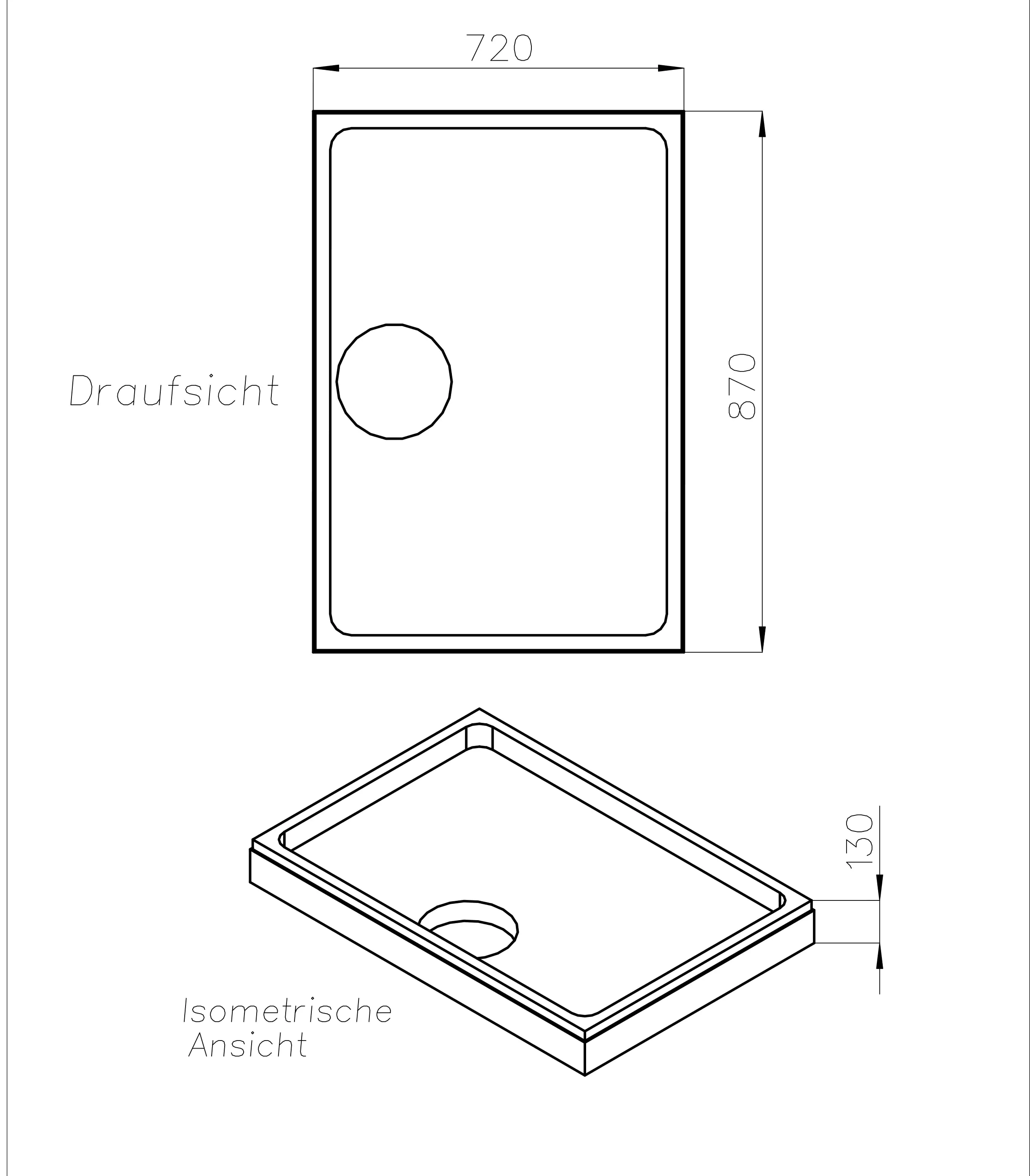 Ottofond Wannenträger Maui R 870 x 720 mm