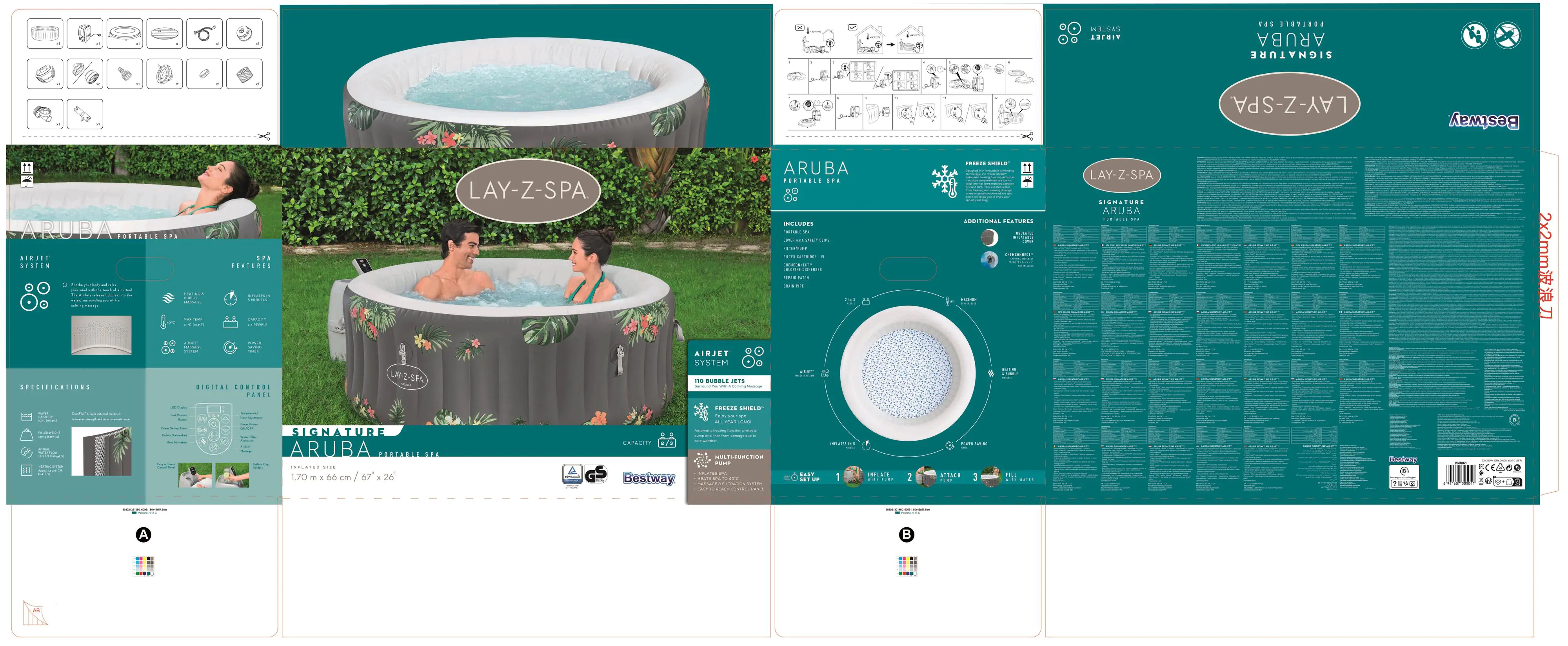 Bestway Whirlpool LAY-Z-SPA Aruba AirJet rund 170 x 66 cm 