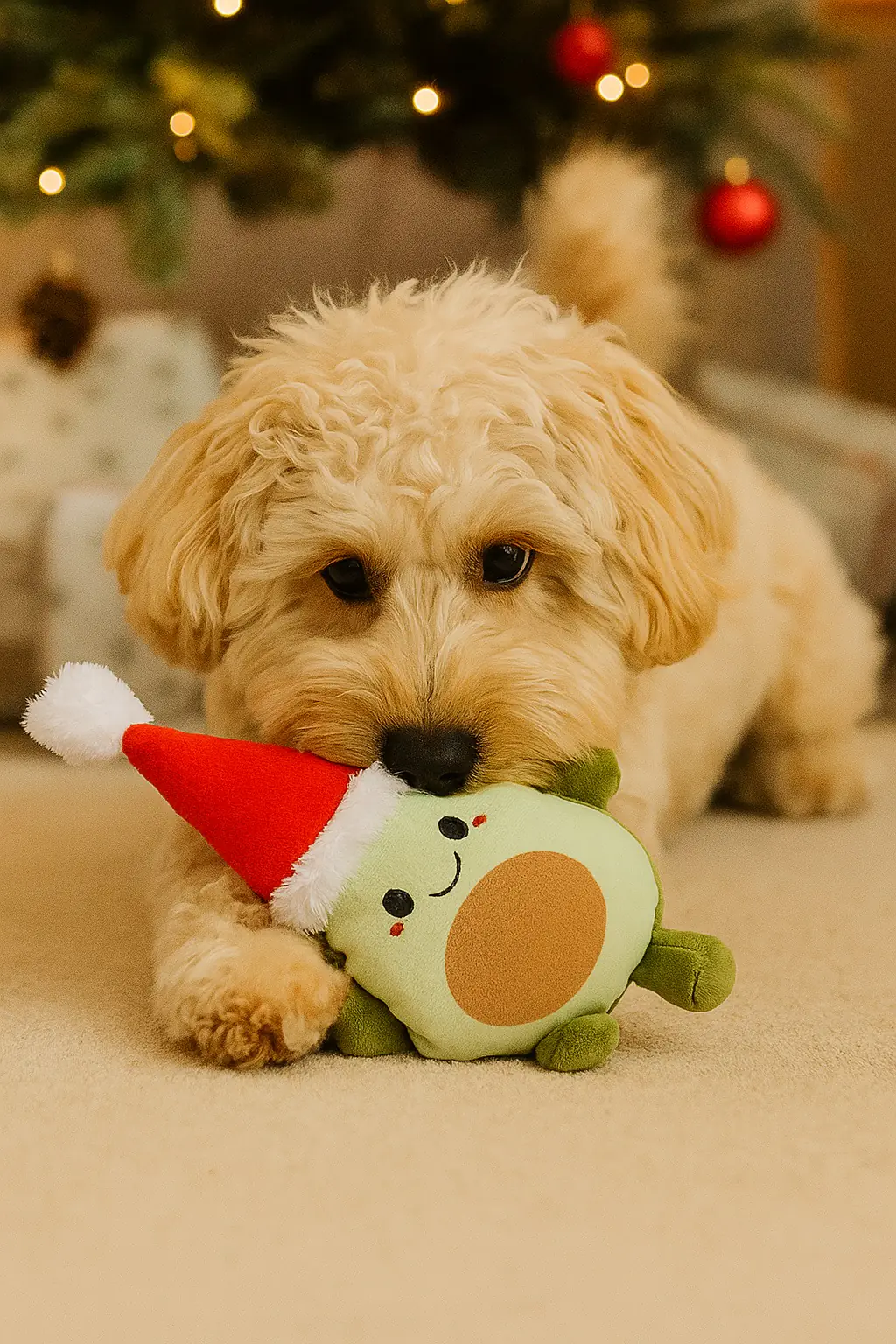 Nobby Xmas Hundespielzeug Avocado mit Weihnachtsmütze 25 cm