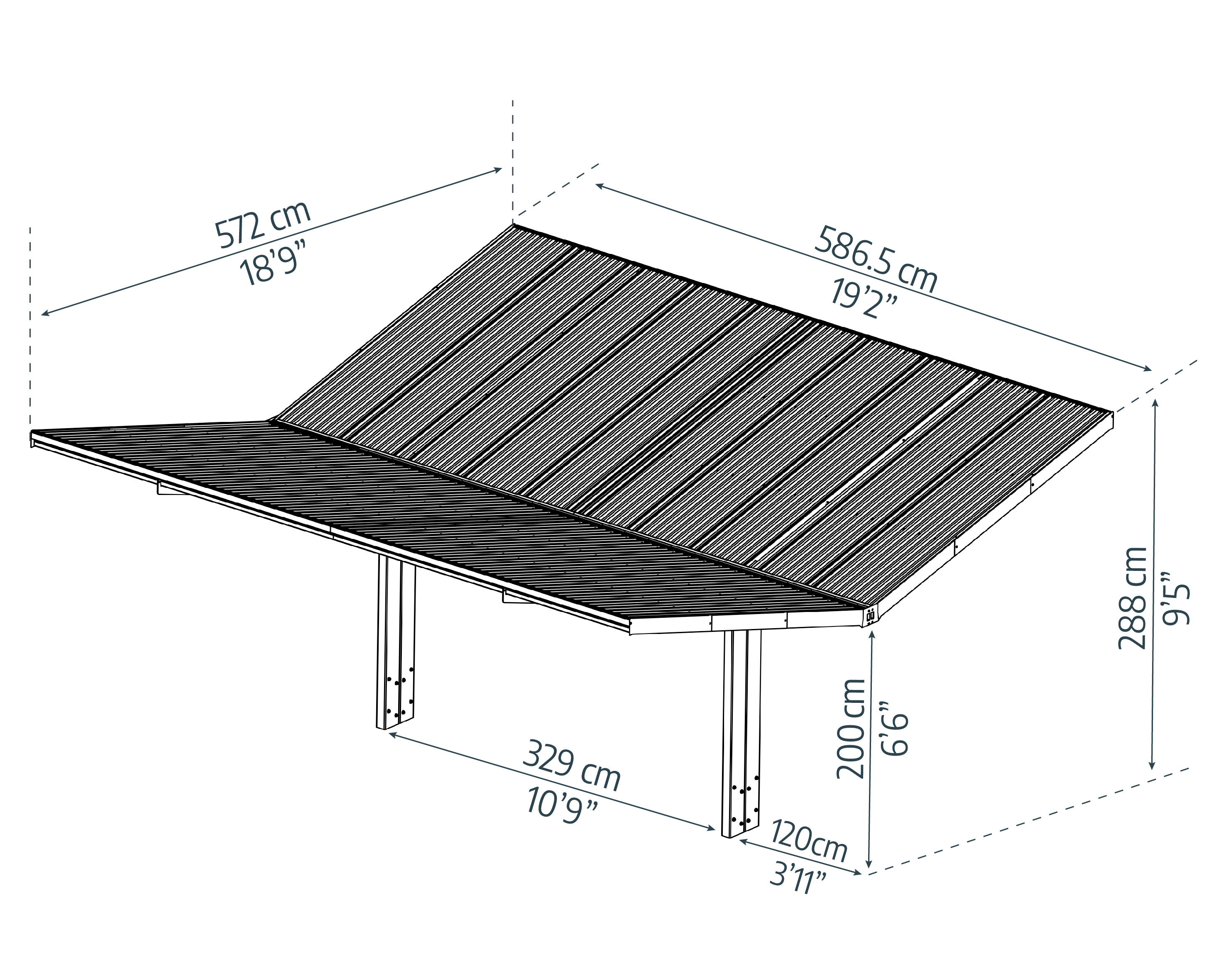Canopia Carport Sydney Wings  Schwarz Alu 572 x 586 cm