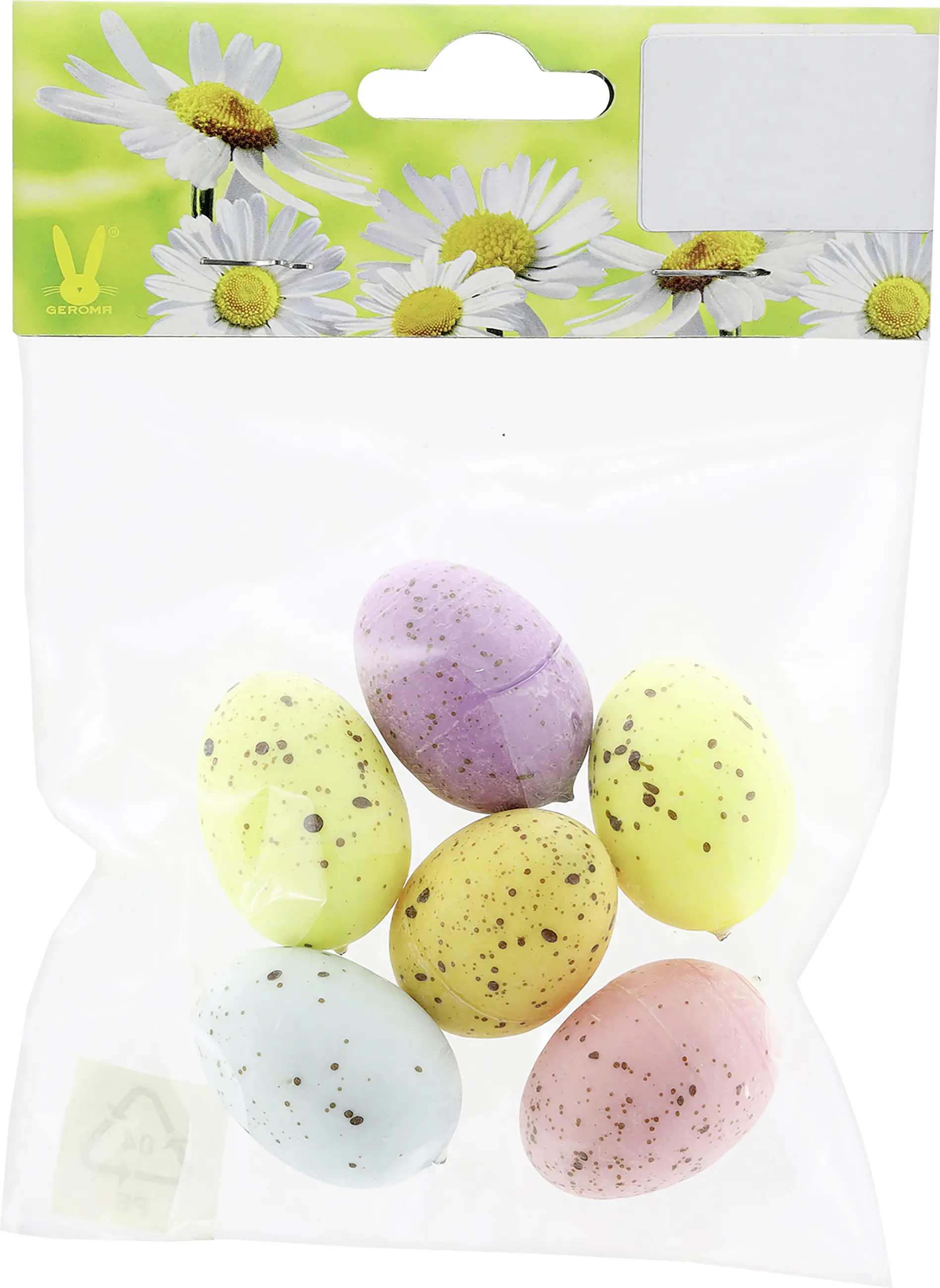 Ostereier Kunststoff zum Hängen 3,5 x 2,5 cm bunt mit Sprenkeln 6 Stück