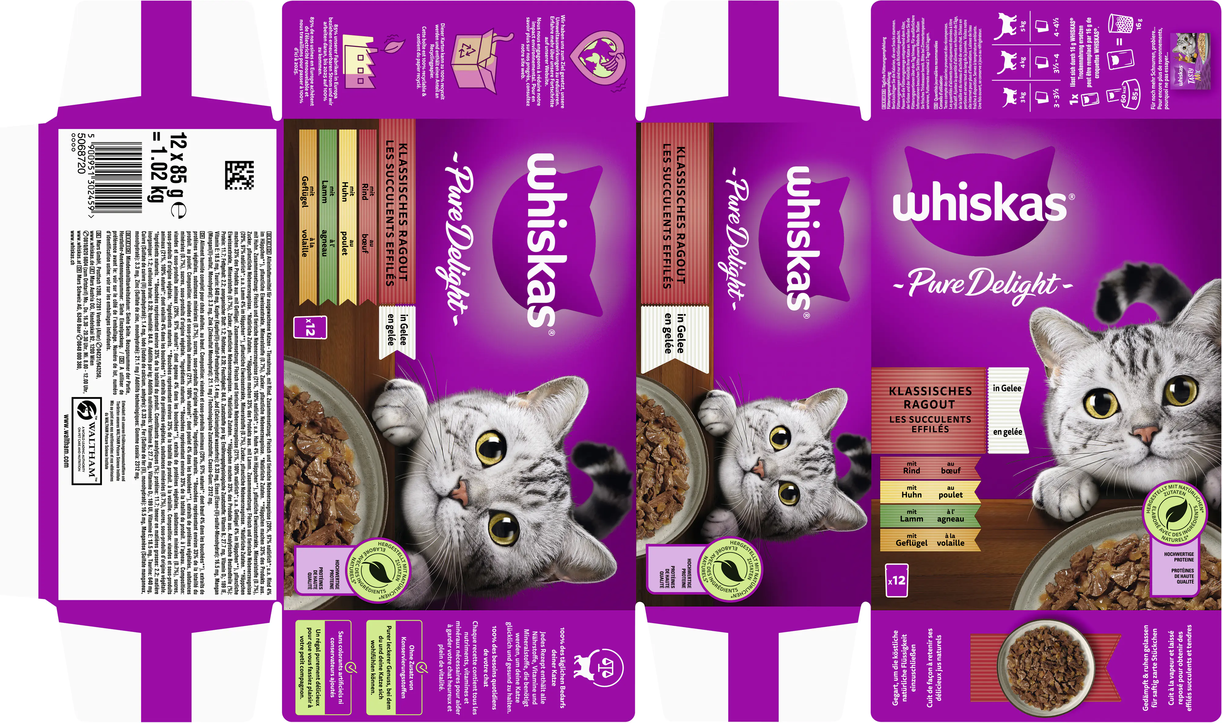 Whiskas Multipack Pure Delight Klassisches Ragout Katzenfutter 12 x 85 g Whiskas Multipack Pure Delight Klassisches Ragout Katzenfutter 12 x 85 g
