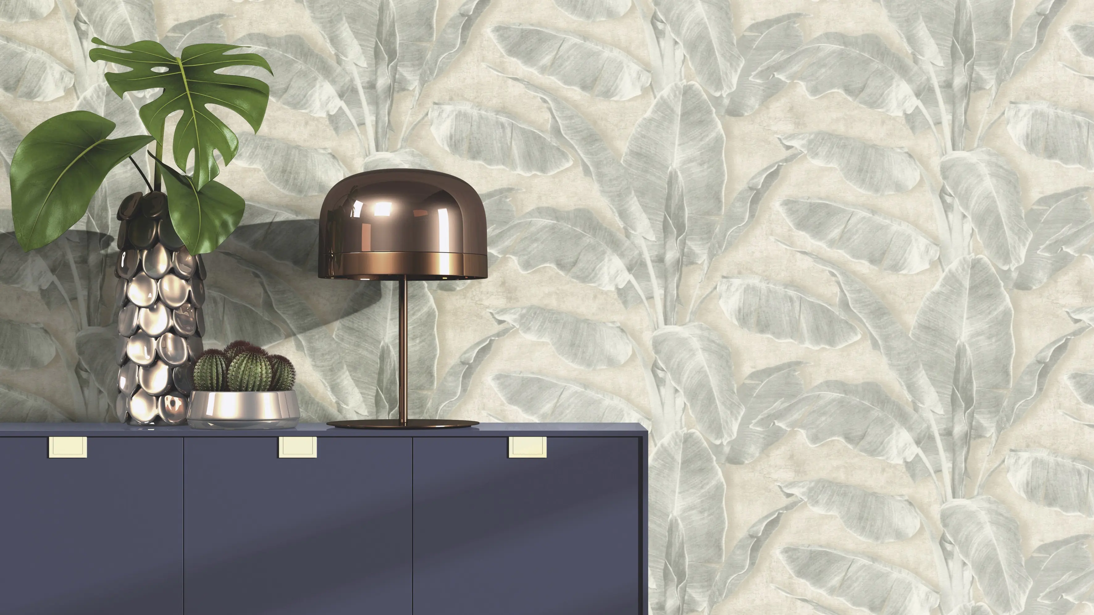 Tesa x Rasch selbstklebende Tapete Cuba Blatt grün beige 6 x 0,53 m