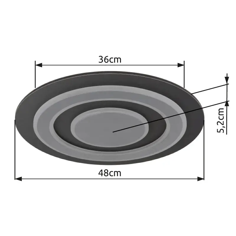 Globo Deckenleuchte Jayden 48 x 5,2 cm Ø x H anthrazit gebürstet warmweiß