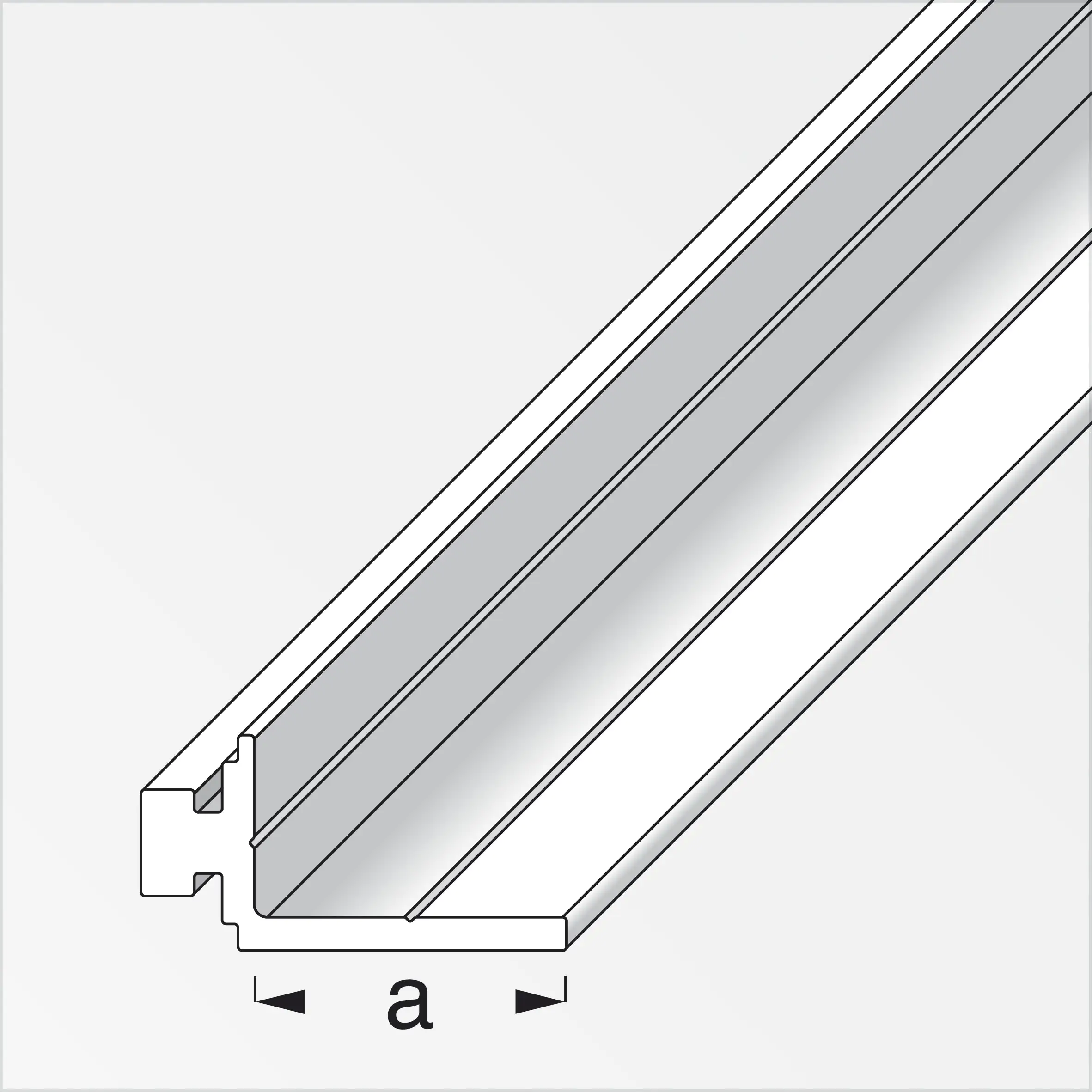 coaxis®-Auflage-Profil 1 m, 23.5 mm Aluminium eloxiert silber