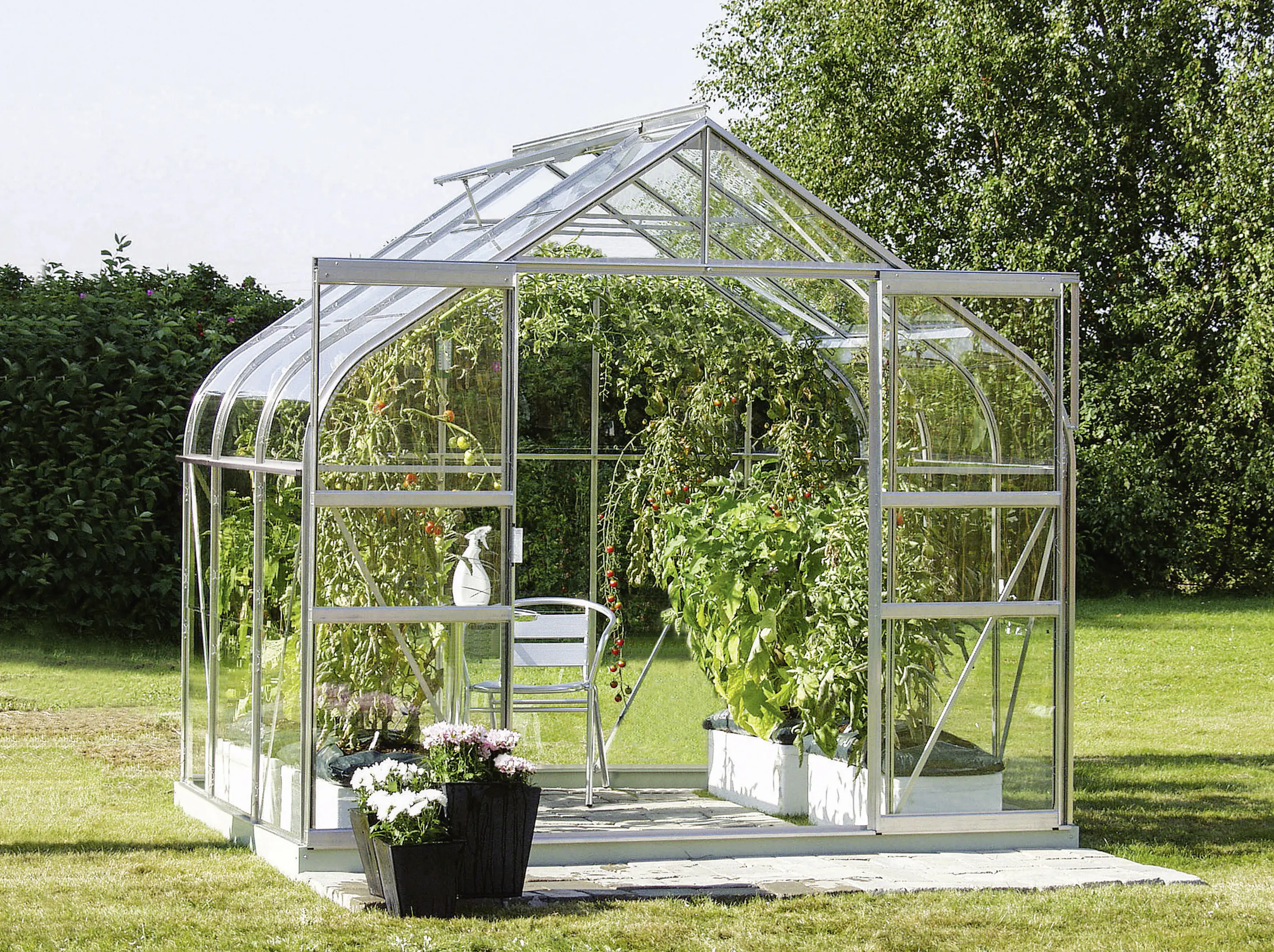 Vitavia Gewächshaus-Set-Set Dione 5000 ESG 3 mm alu 254 x 192 cm