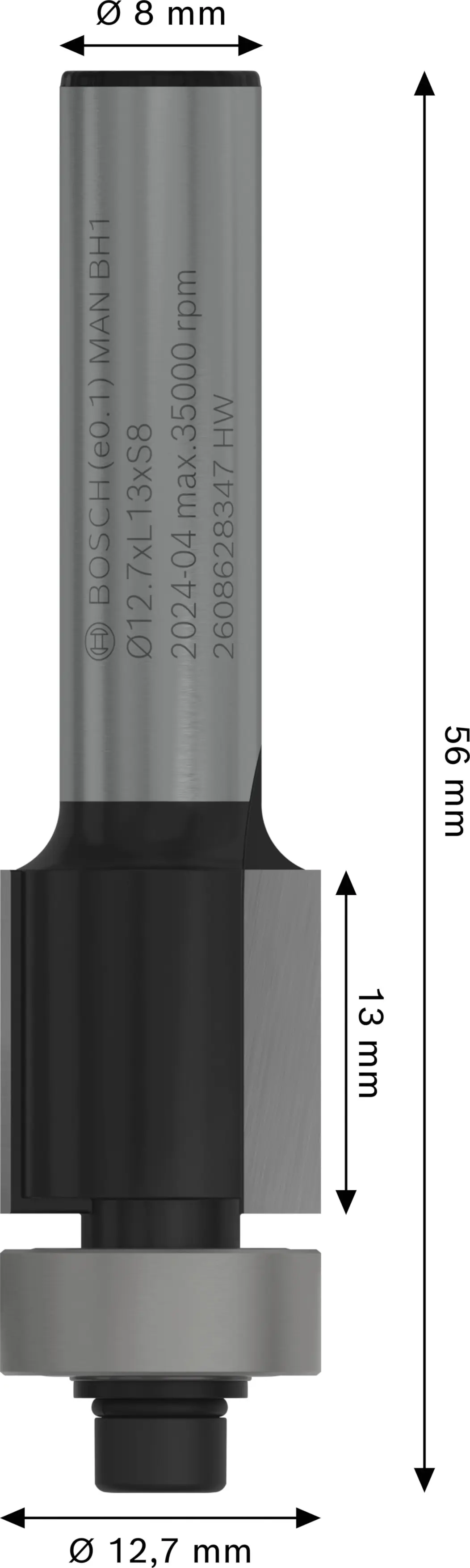 Bosch Laminat-Bündigfräser 8 mm D1 12,7 mm L 13 mm G 56 mm