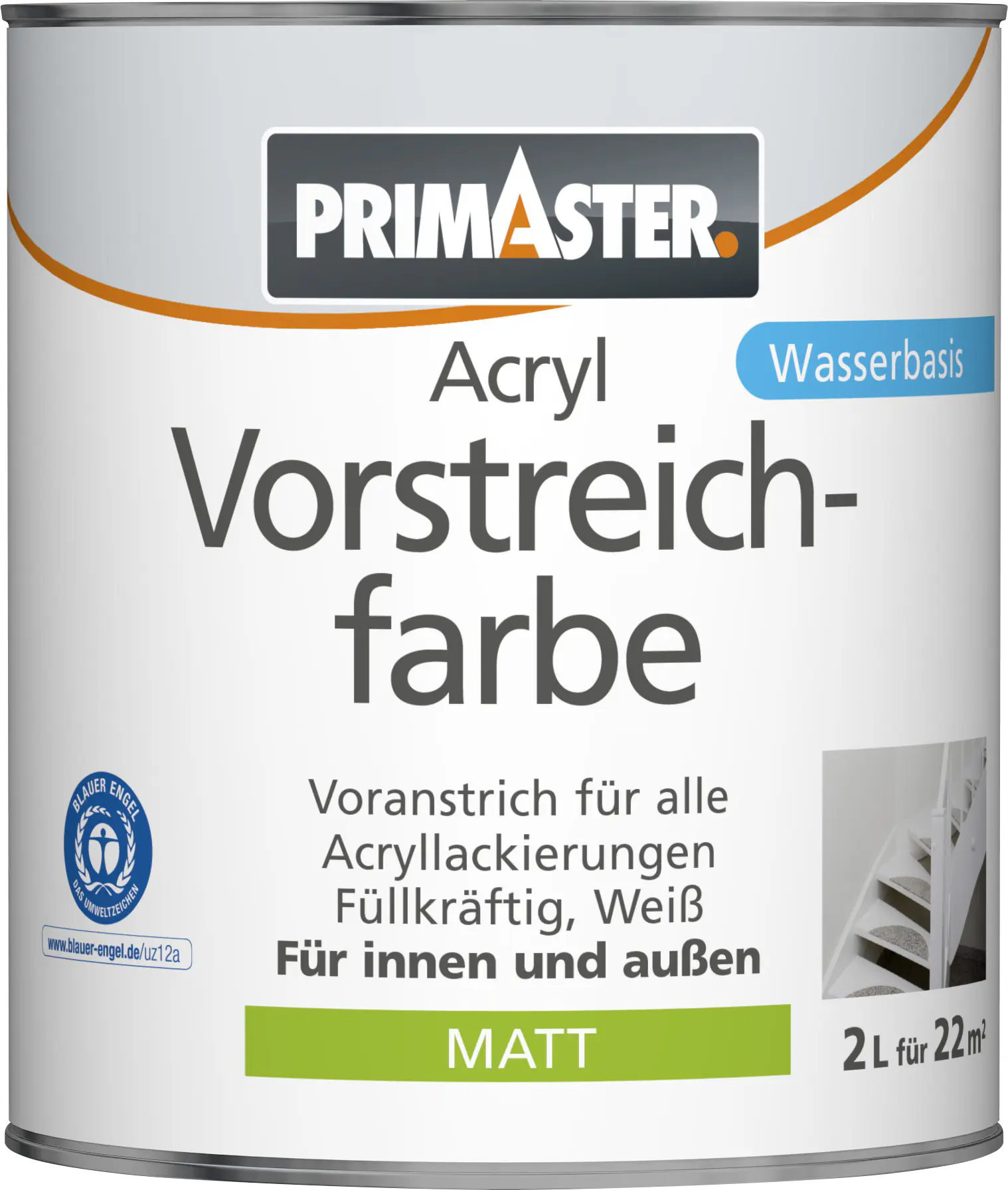 Primaster Acryl Vorstreichfarbe 2 L weiß matt Primaster Acryl Vorstreichfarbe 2 L weiß matt