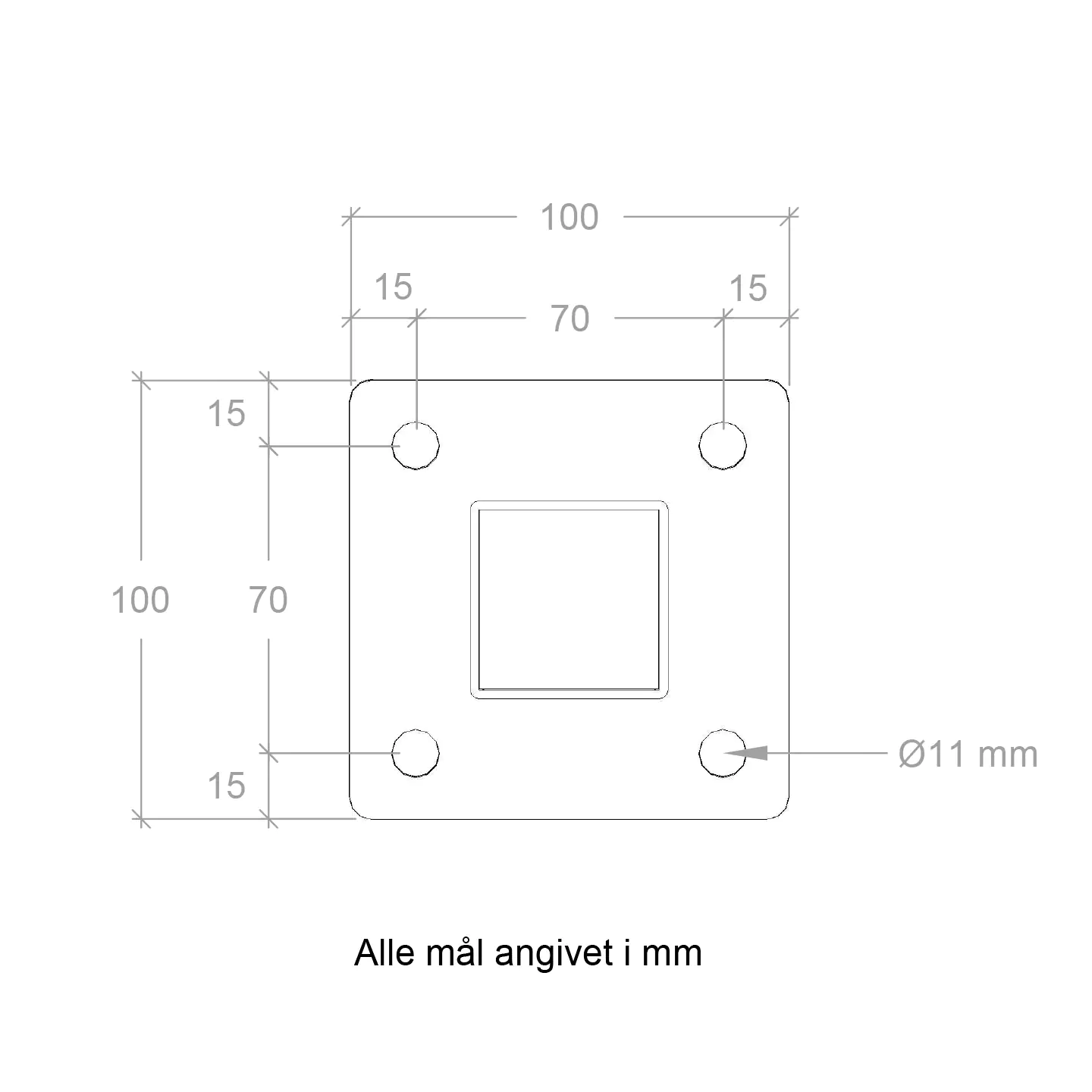 Stahlpfosten 132 cm, 45 x 45 mm