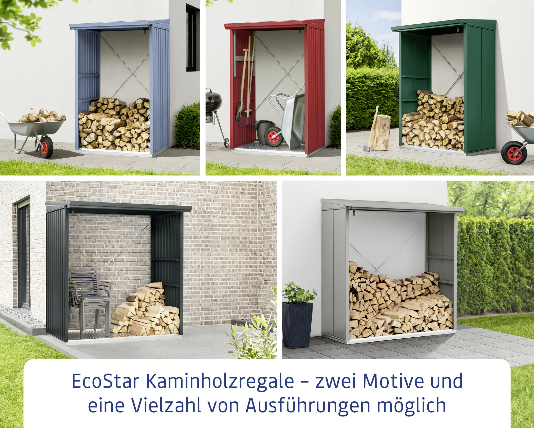 Ecostar Kaminholzregal Trend-V Typ 1, purpurrot, mit Verstrebung
