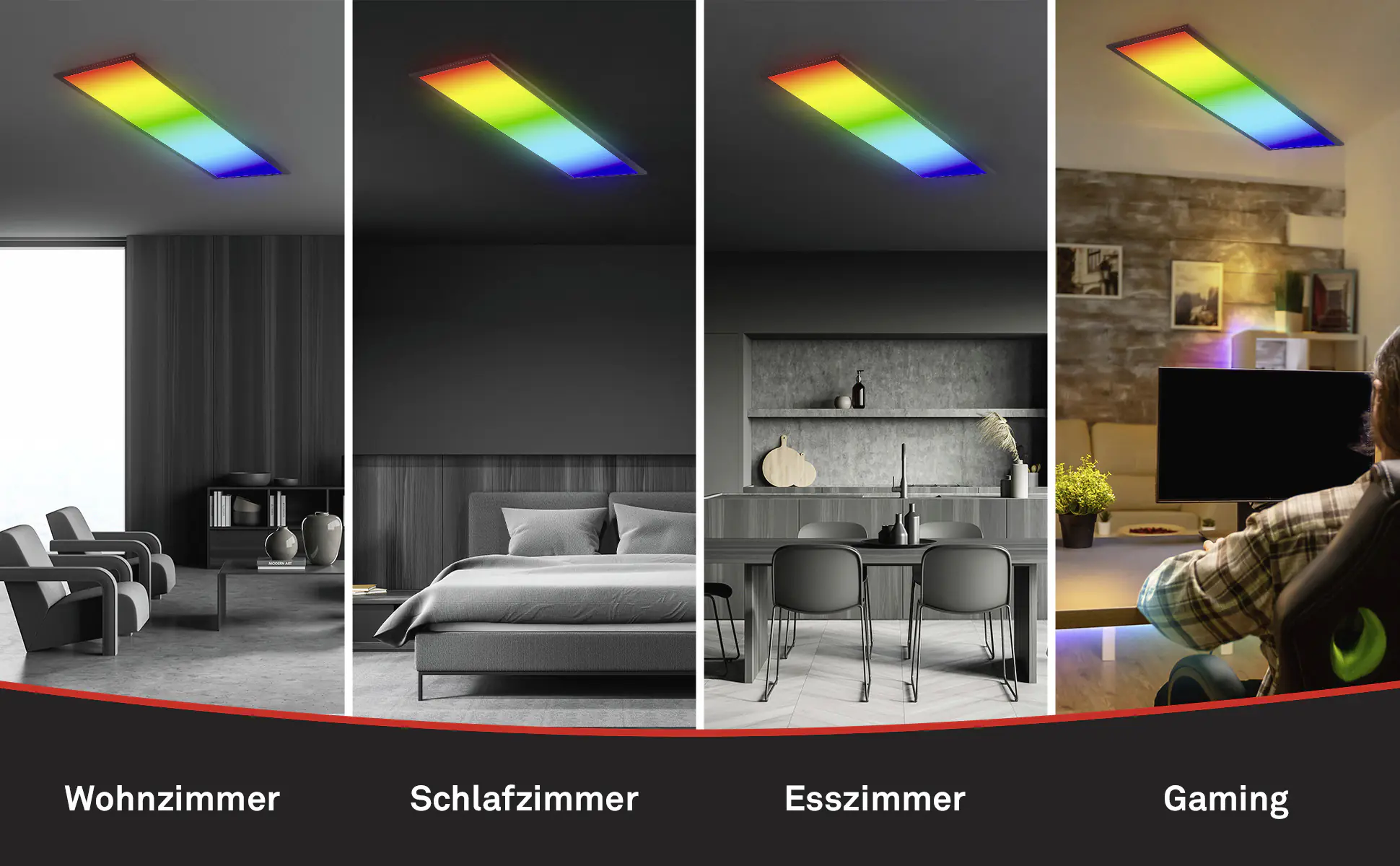 Briloner LED-Panelleuchte ultraflach 100 x 25 cm schwarz CCT dimmbar