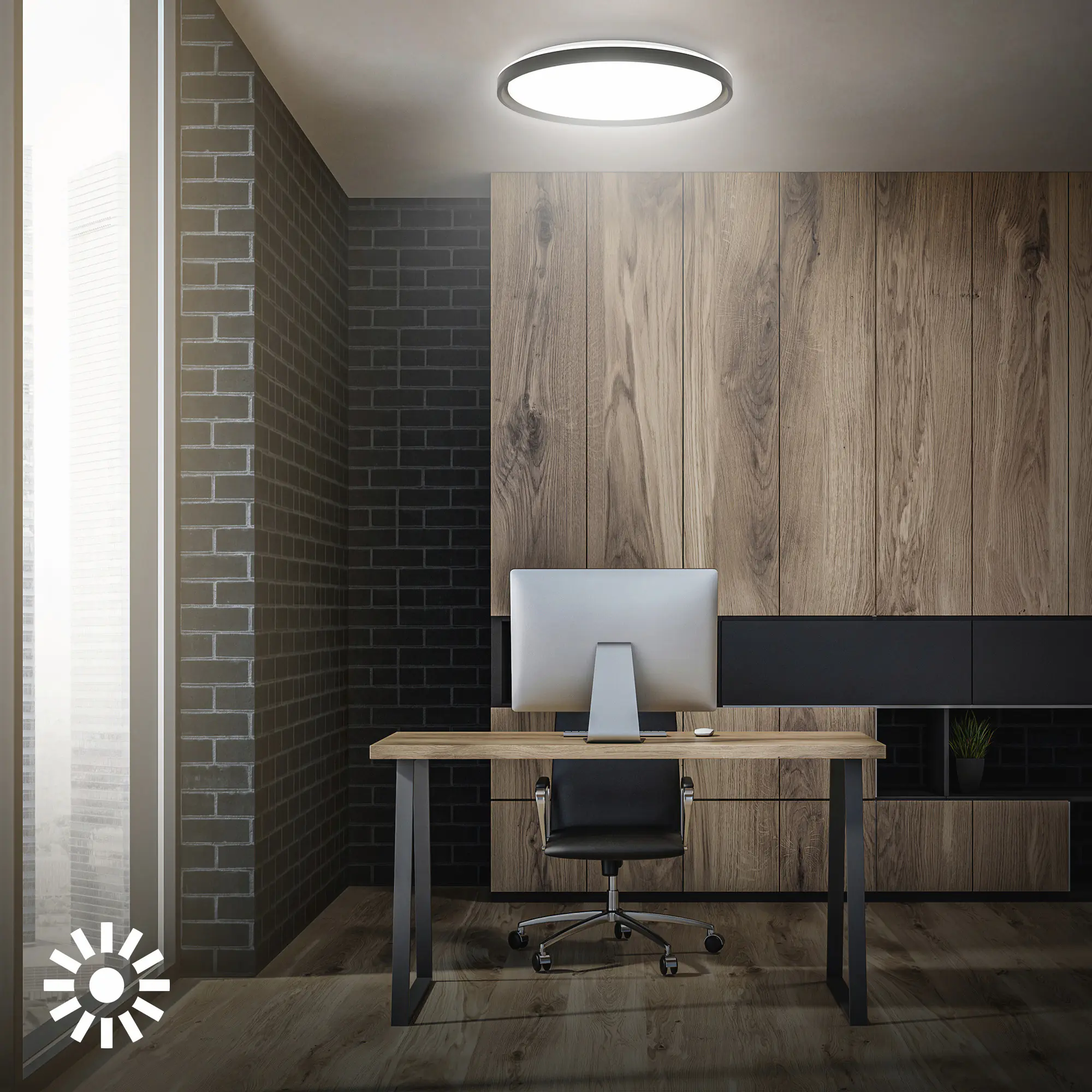 Briloner LED-Deckenleuchte Jus Ø48,5 cm schwarz matt RGB dimmbar