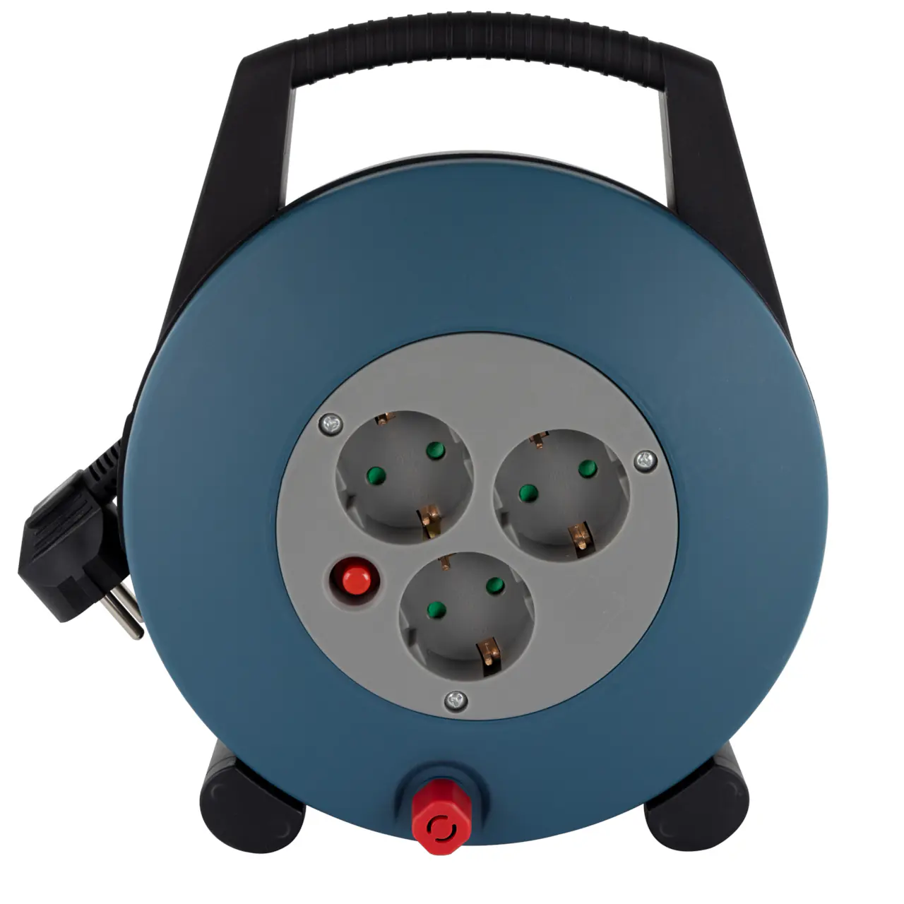 REV Kabeltrommel Innen 10 m H05VV3g 1,5 mm² petrol,  3x Schutzkontaktstecker