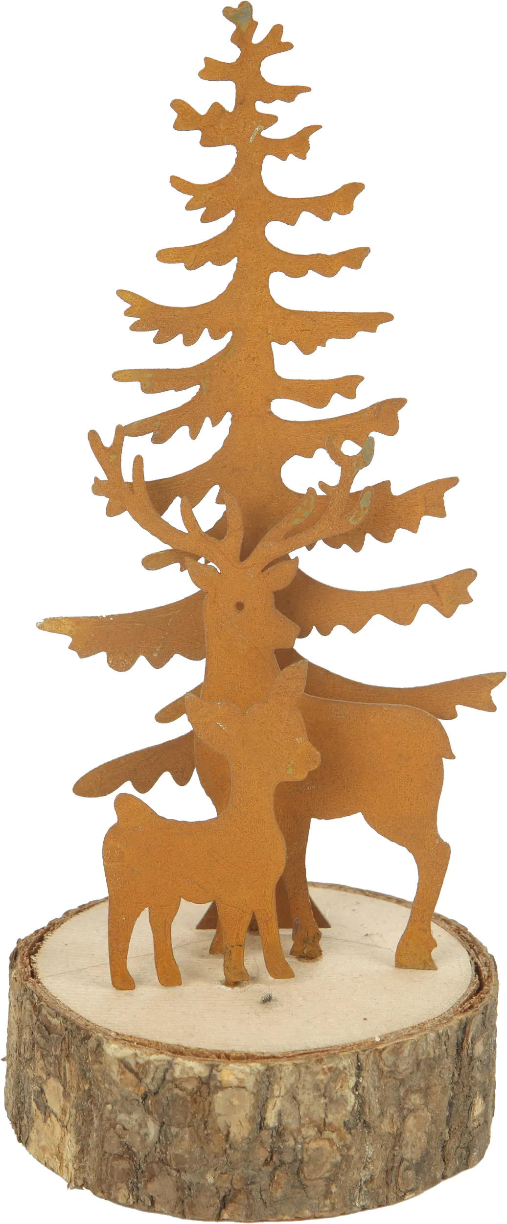 TrendLine Deko Baum mit Rentier 6,5 x 6,5 x 16,5 cm braun